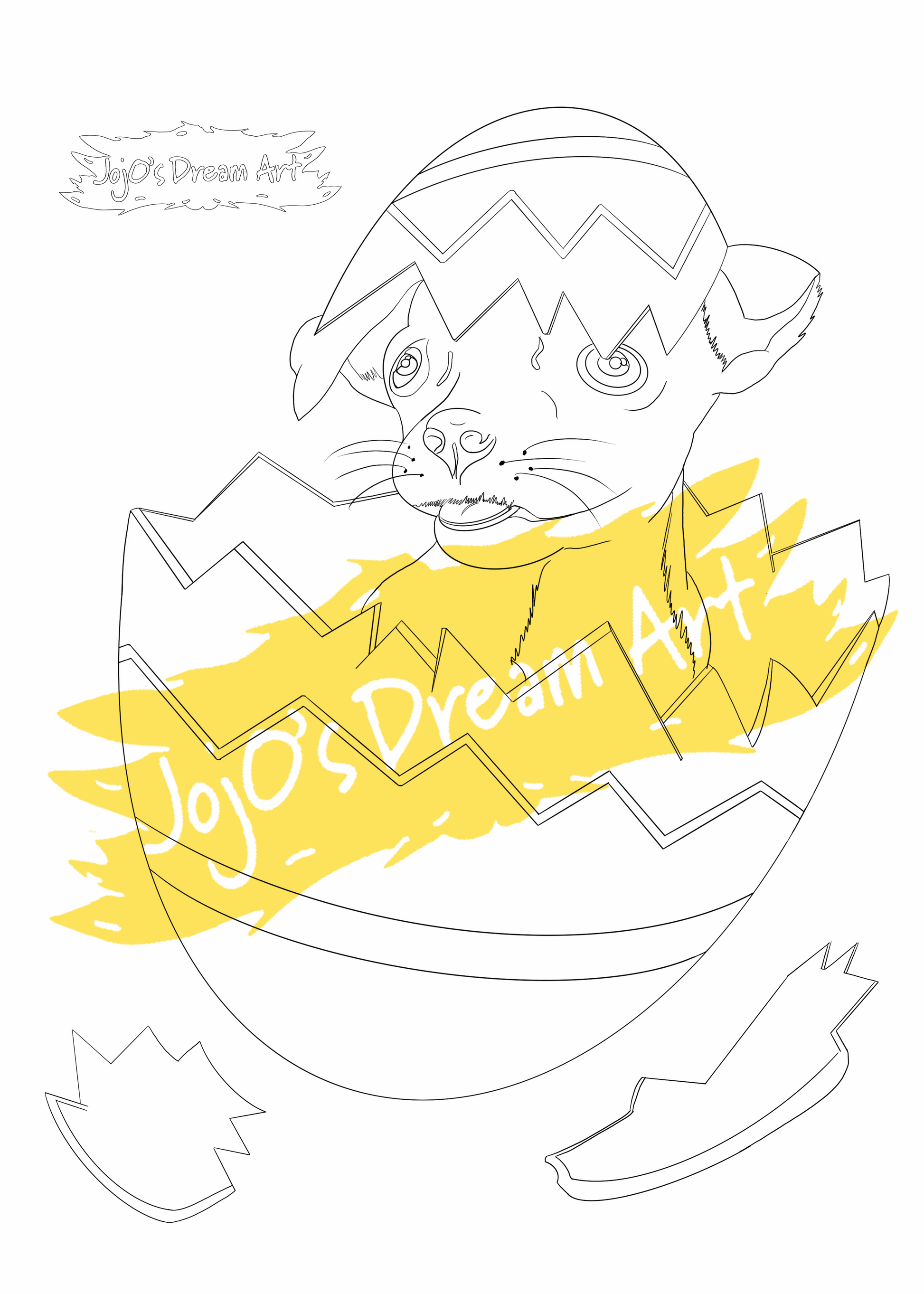 Printable Colouring in Page of A Chihuahua Puppy hatching from an egg for easter
