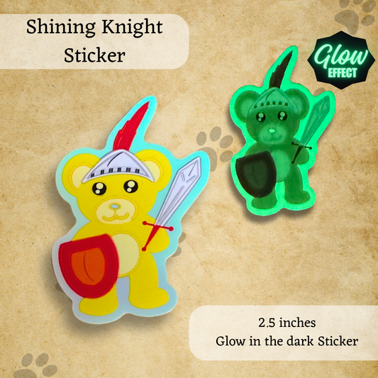 Shining Knight Bear Glow in The Dark Sticker