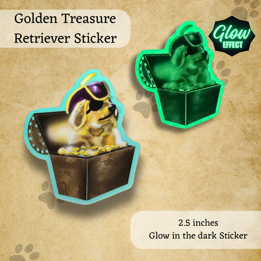 Golden Treasure Retriever Glow in The Dark Sticker