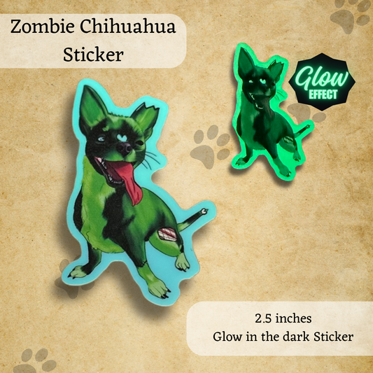 Zombie Chihuahua Glow In The Dark Sticker