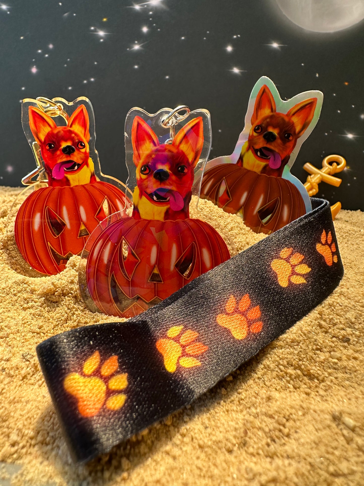 Pumpkin Chihuahua Halloween Acrylic Keychain