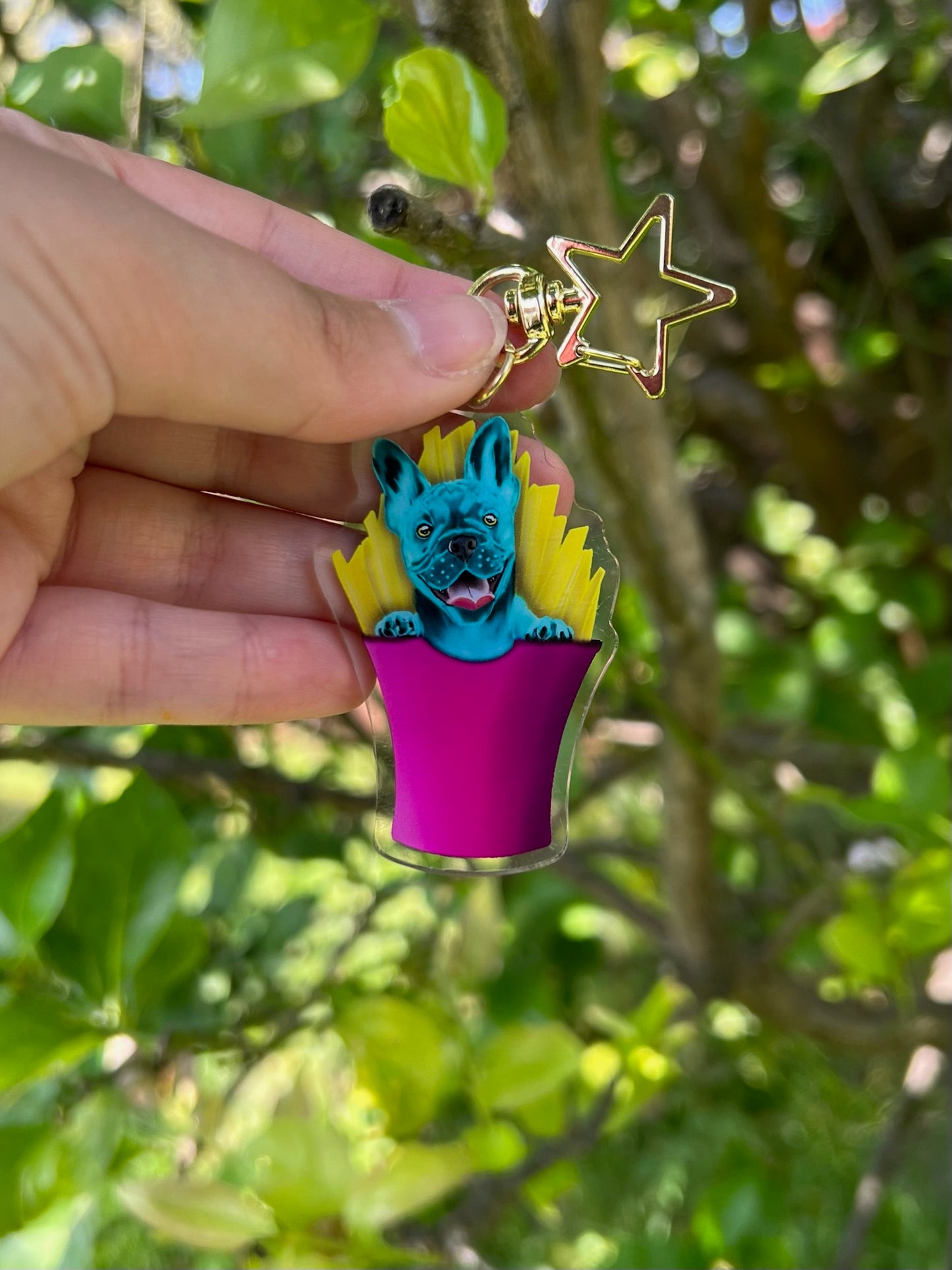 French Bulldog Fries Acrylic Keychain