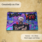 Creatively on Fire or Just Burnt out Pouch, individual with strained eyes and wild hair looking at a screen 