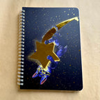 Luna the Cosmic Chaotic Cat Foil A5 Spiral Notebook