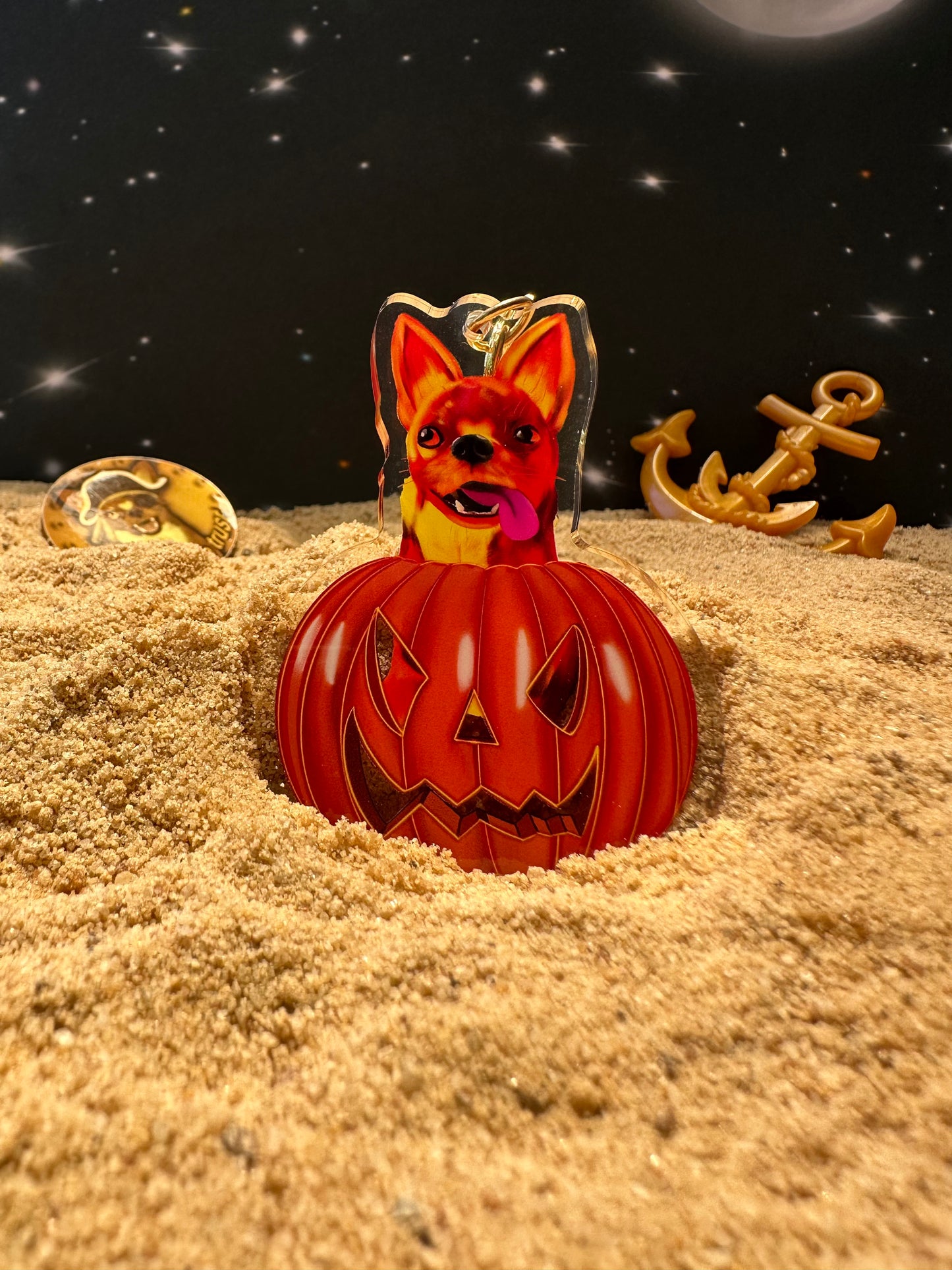 Pumpkin Chihuahua Halloween Acrylic Keychain