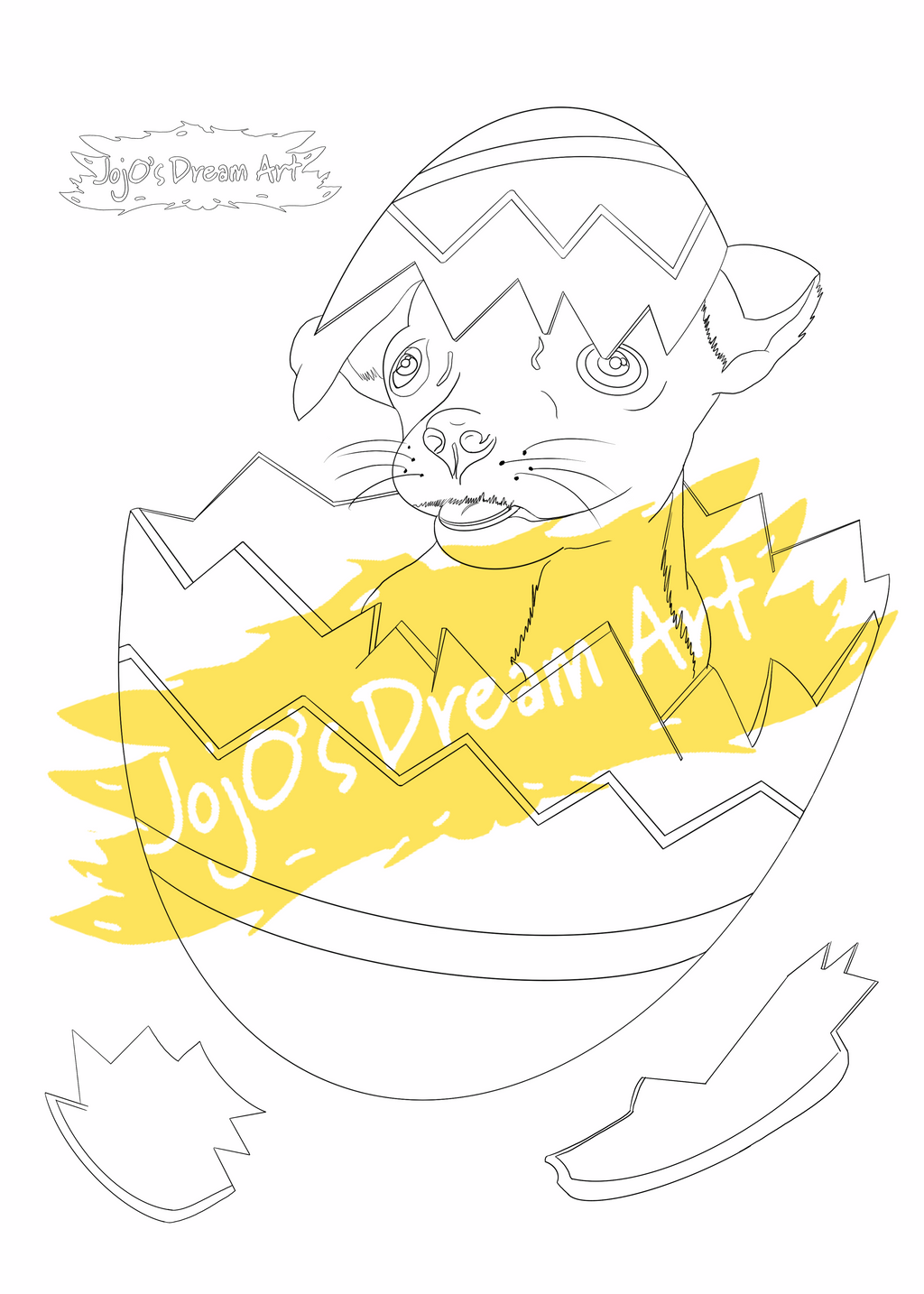Printable Colouring in Page of A Chihuahua Puppy hatching from an egg for easter 
