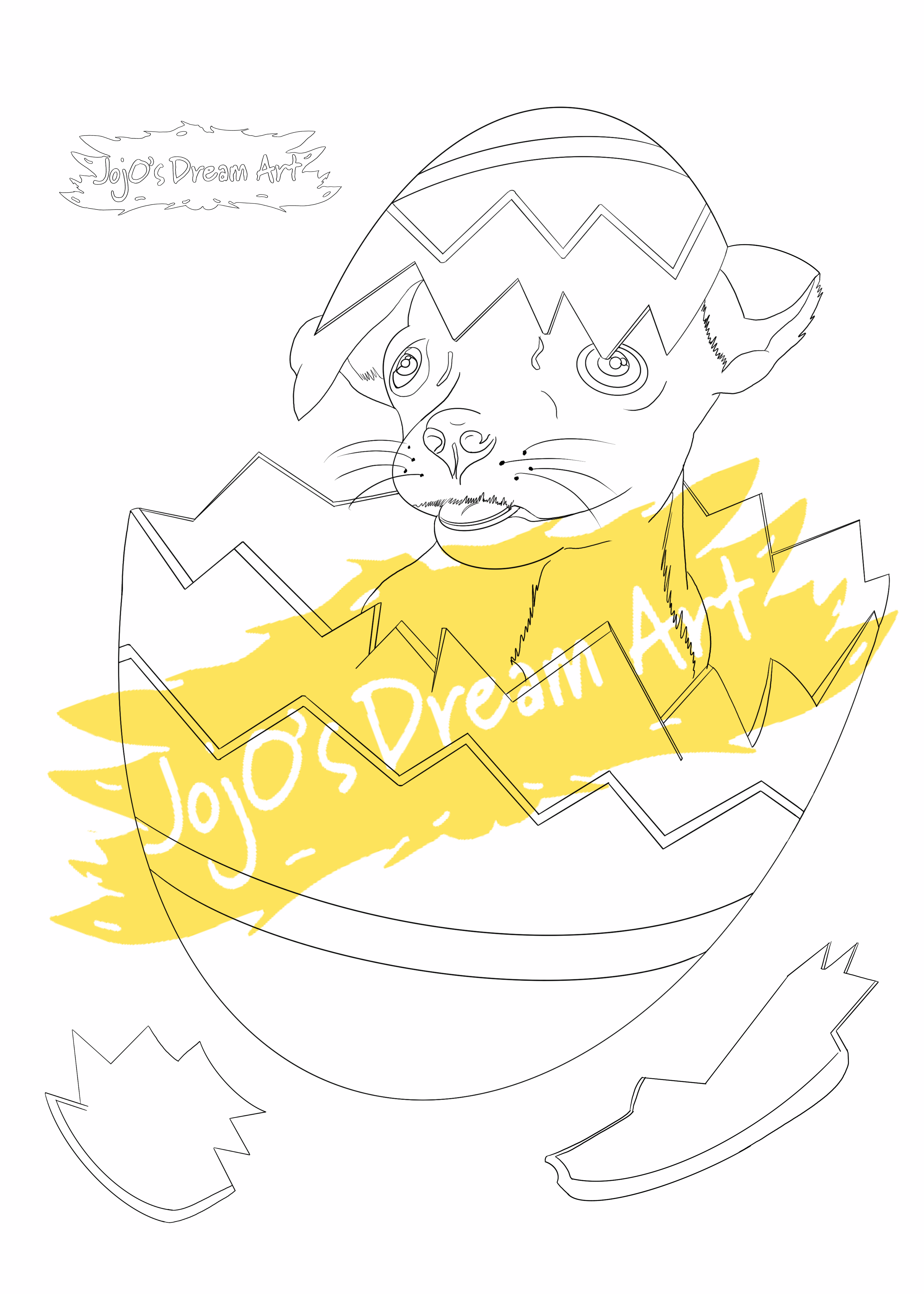 Printable Colouring in Page of A Chihuahua Puppy hatching from an egg for easter 