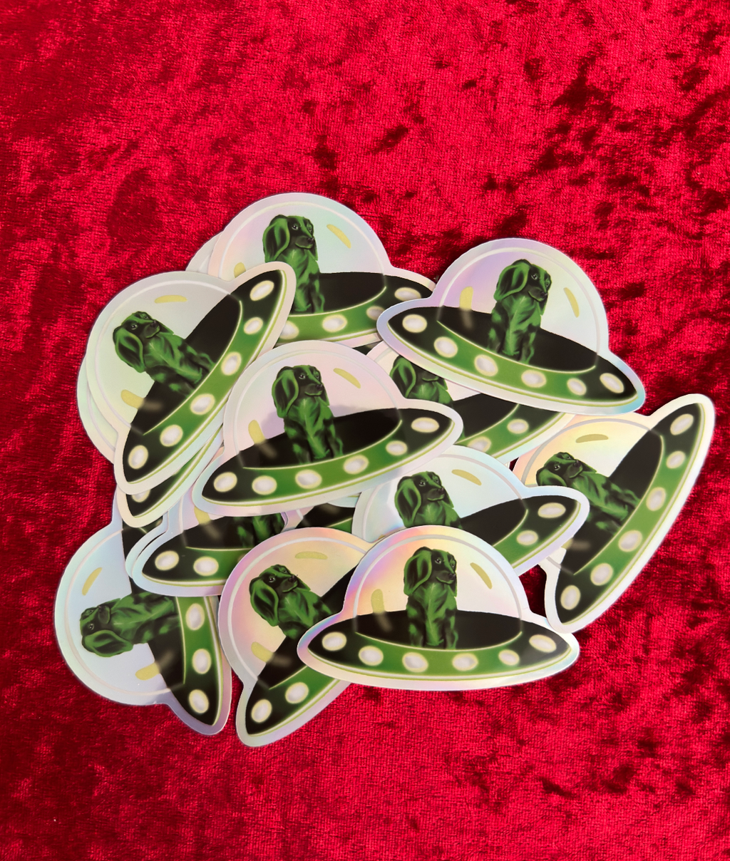 A pike of Holographic Stickers of Dachshund Stella the Space Dog