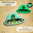 Dachshund Stella the Space Dog Glow in the Dark Sticker