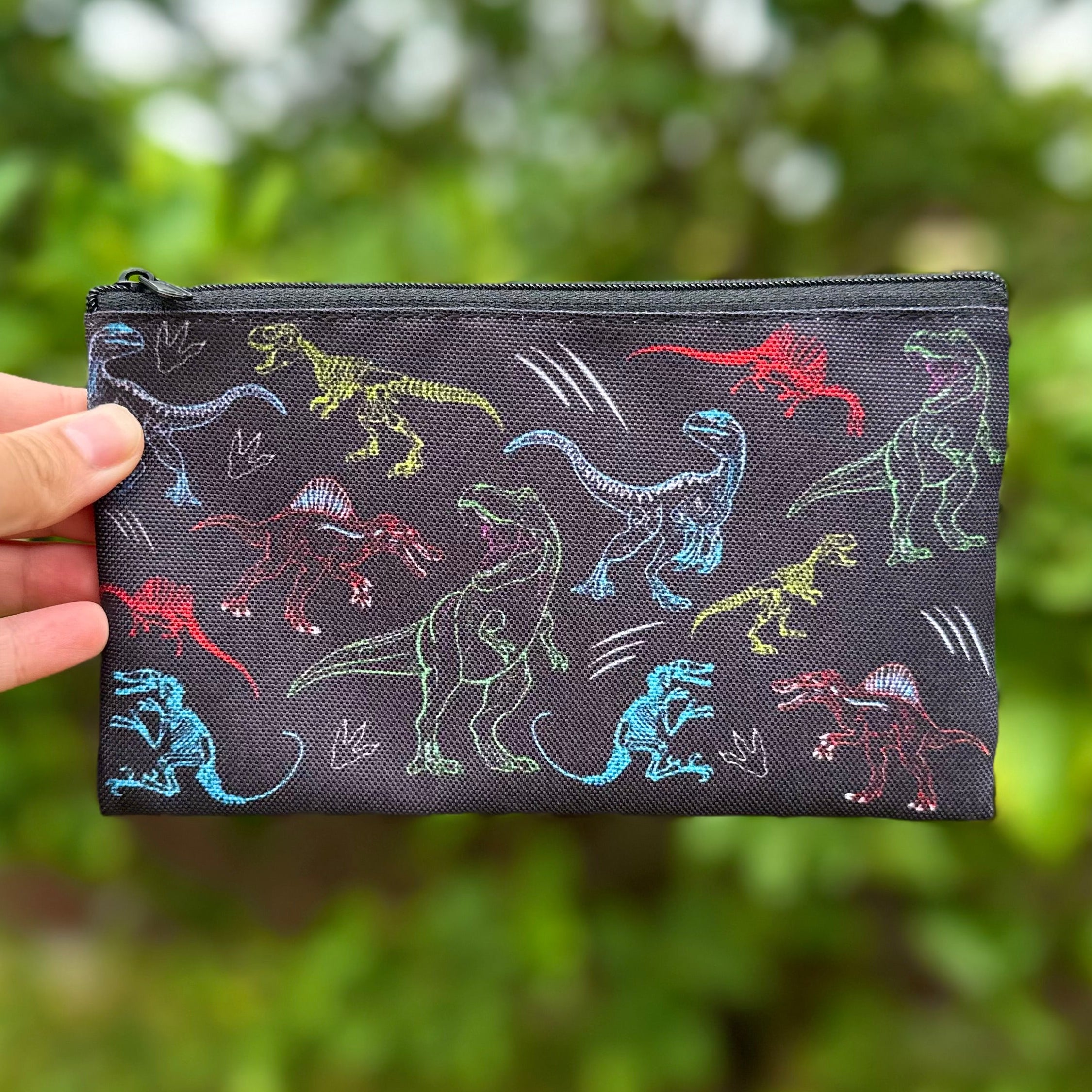 Pencil Case/Pouch featuring Design of T-rex, Velociraptor's, stegosaurus