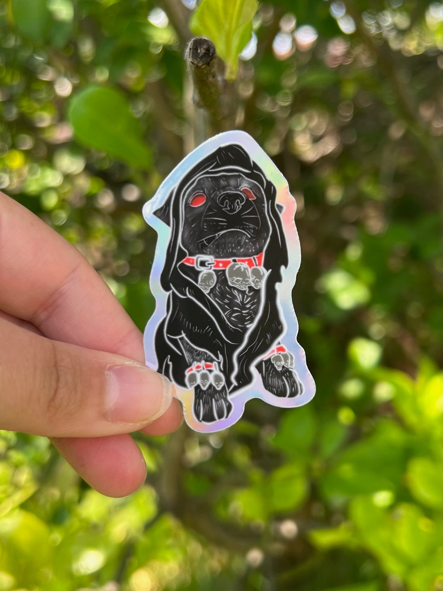 Goth Dog Holographic Sticker