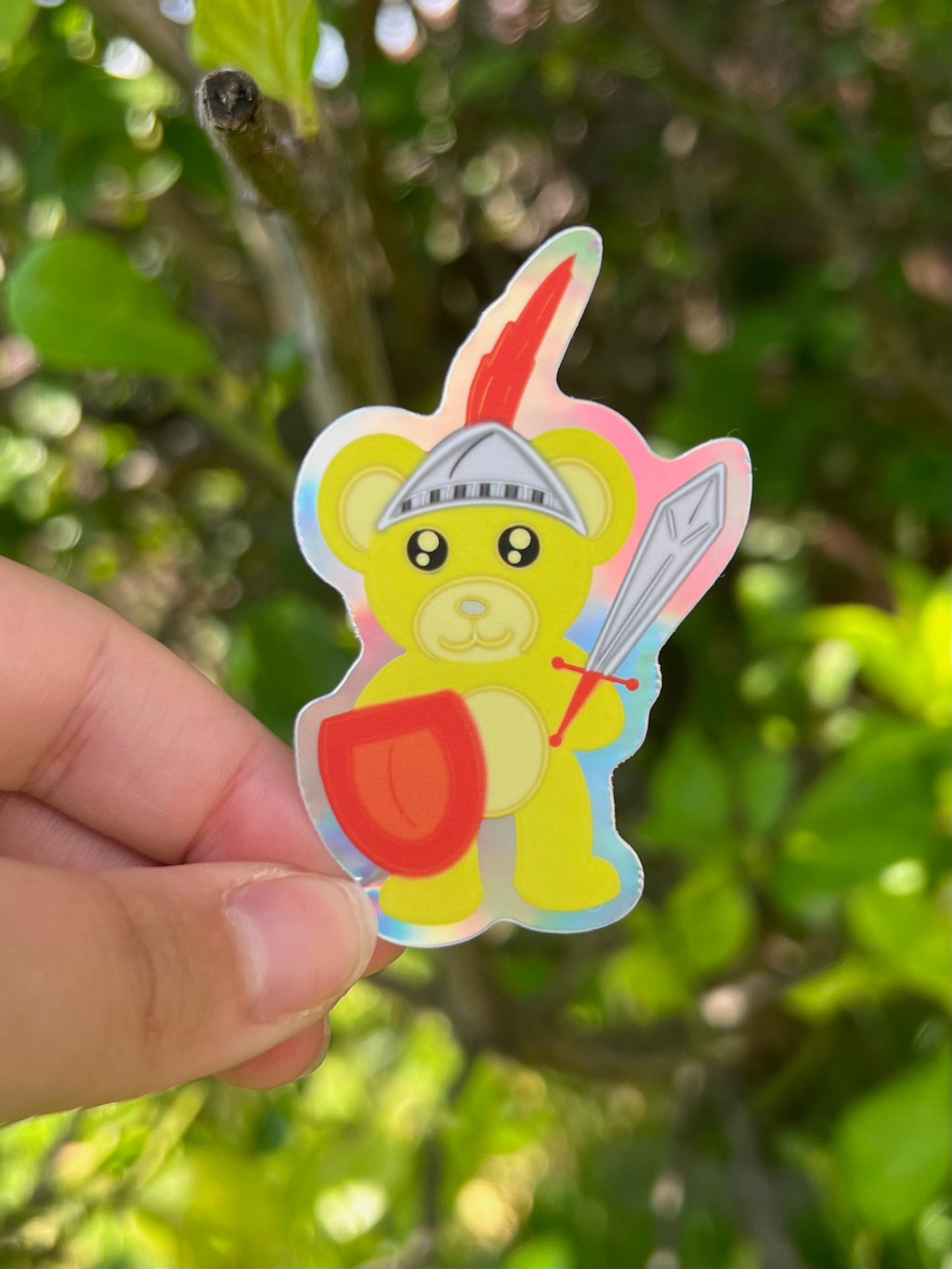 Shining Knight Bear Holographic Sticker