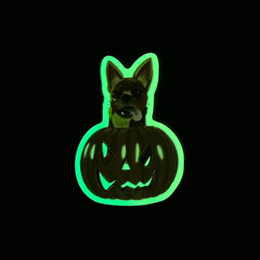 Pumpkin Punk the Chihuahua Glow in the Dark Sticker