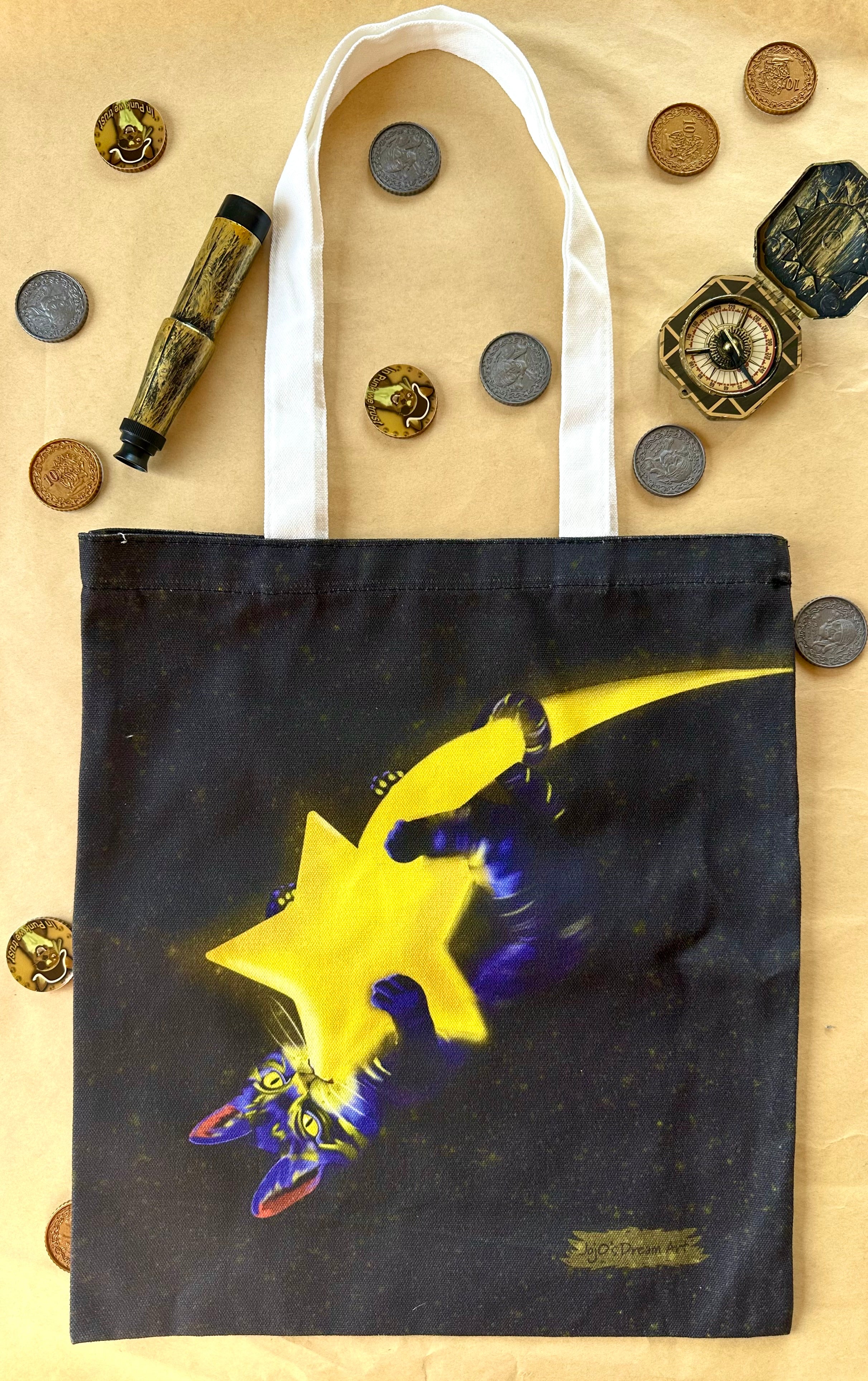 Luna the Chaotic Cosmic Cat Tote Bag!