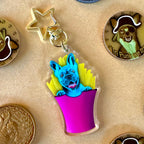 Frankie the French Bulldog Fries Acrylic Keychain or Lanyard!