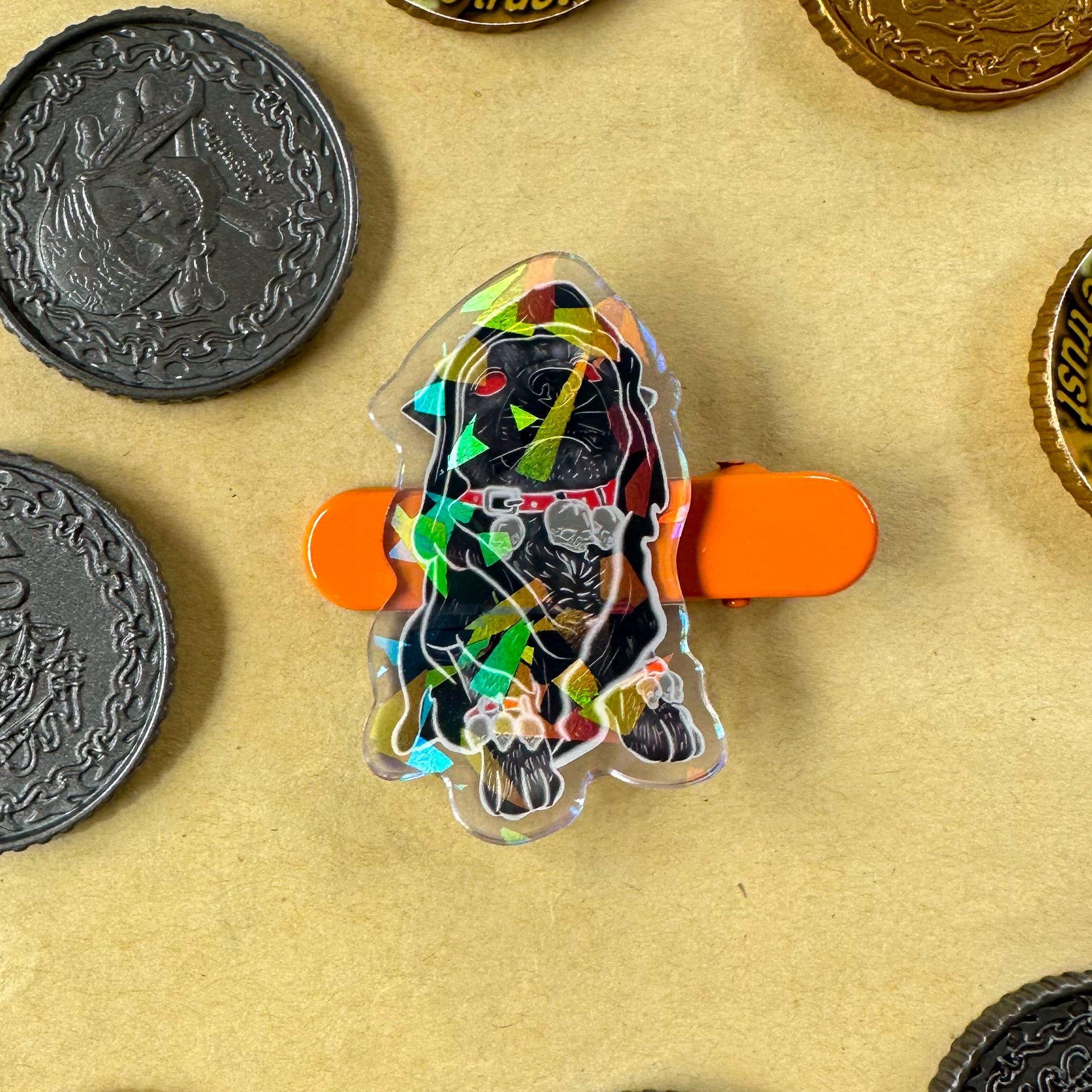 Thomas the Gothic Bulldog 2" Holographic Acrylic Clip