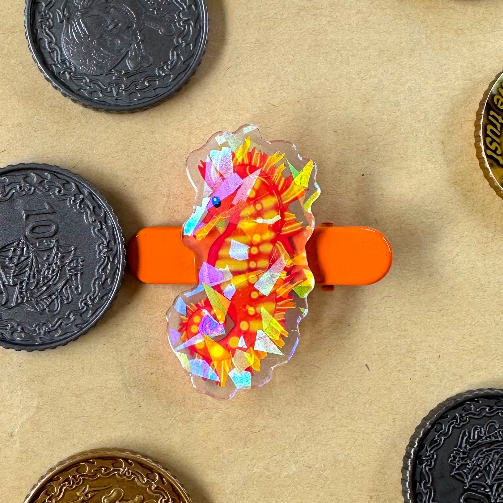 Scarlet the Seahorse 2" Holographic Acrylic Clip