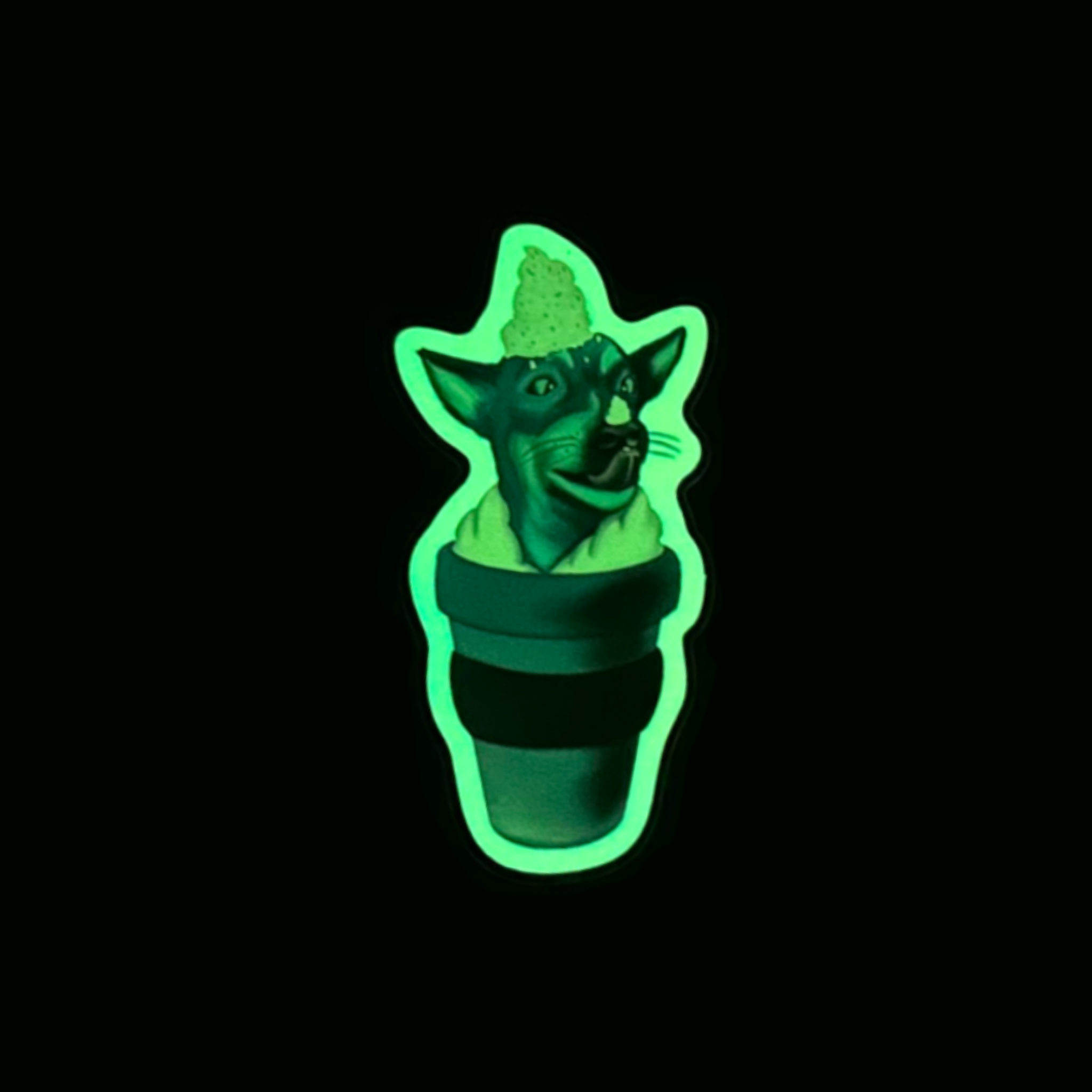 Jack Russell Rok in a Pup Cup Glow in The Dark Sticker (new design)
