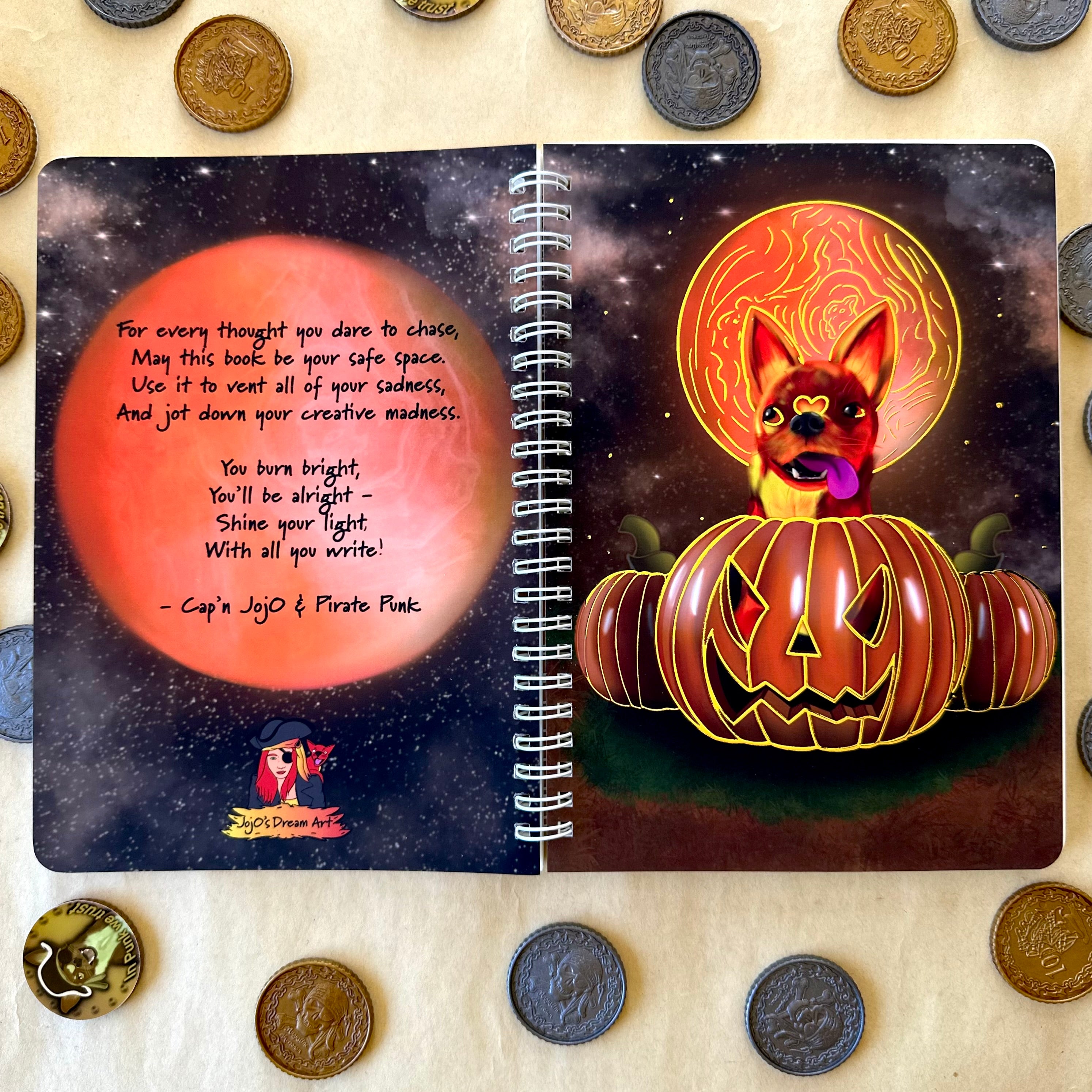Pumpkin Punk Foil A5 Spiral Gold Foil Notebook