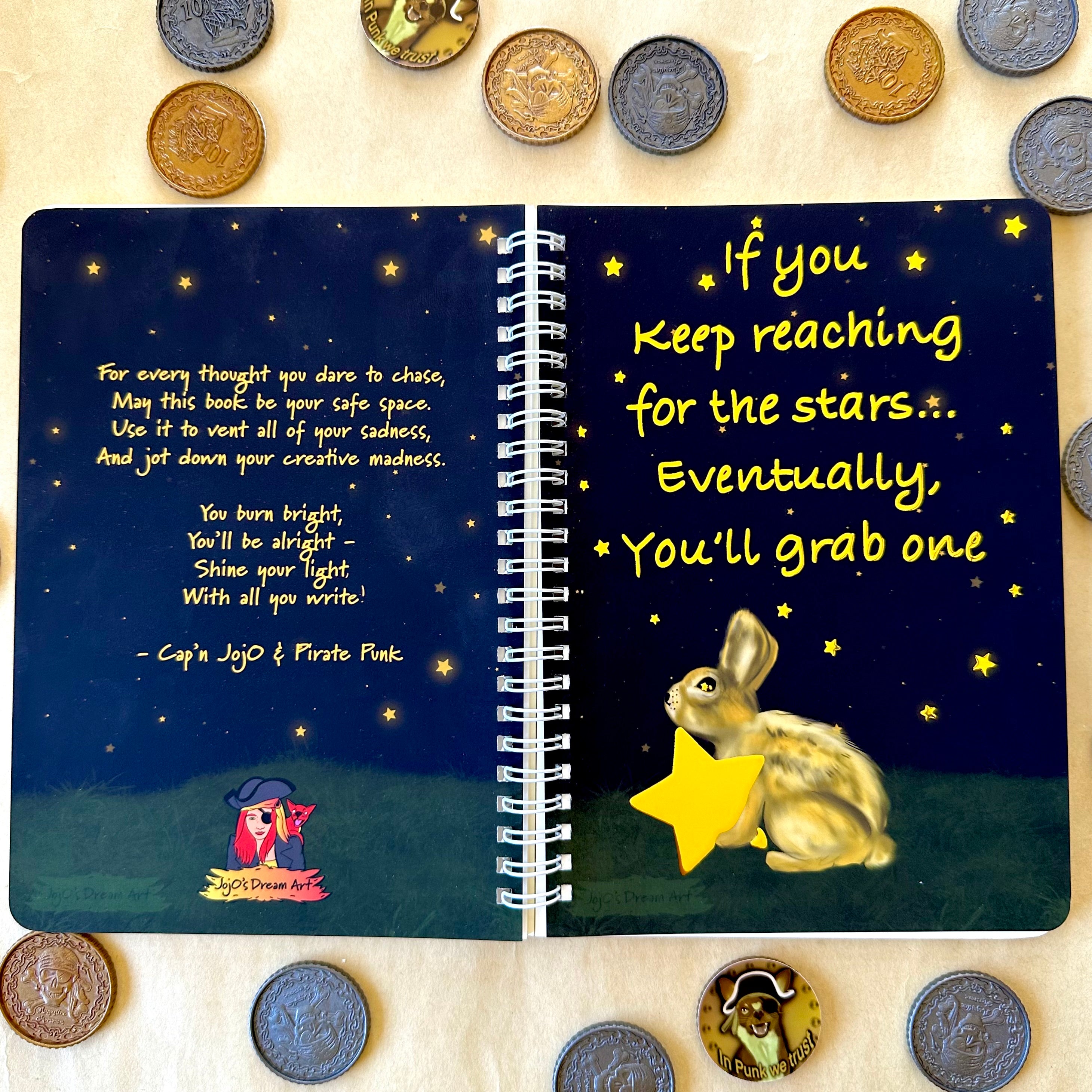 Shooting Star Bunny Foil A5 Spiral Notebook
