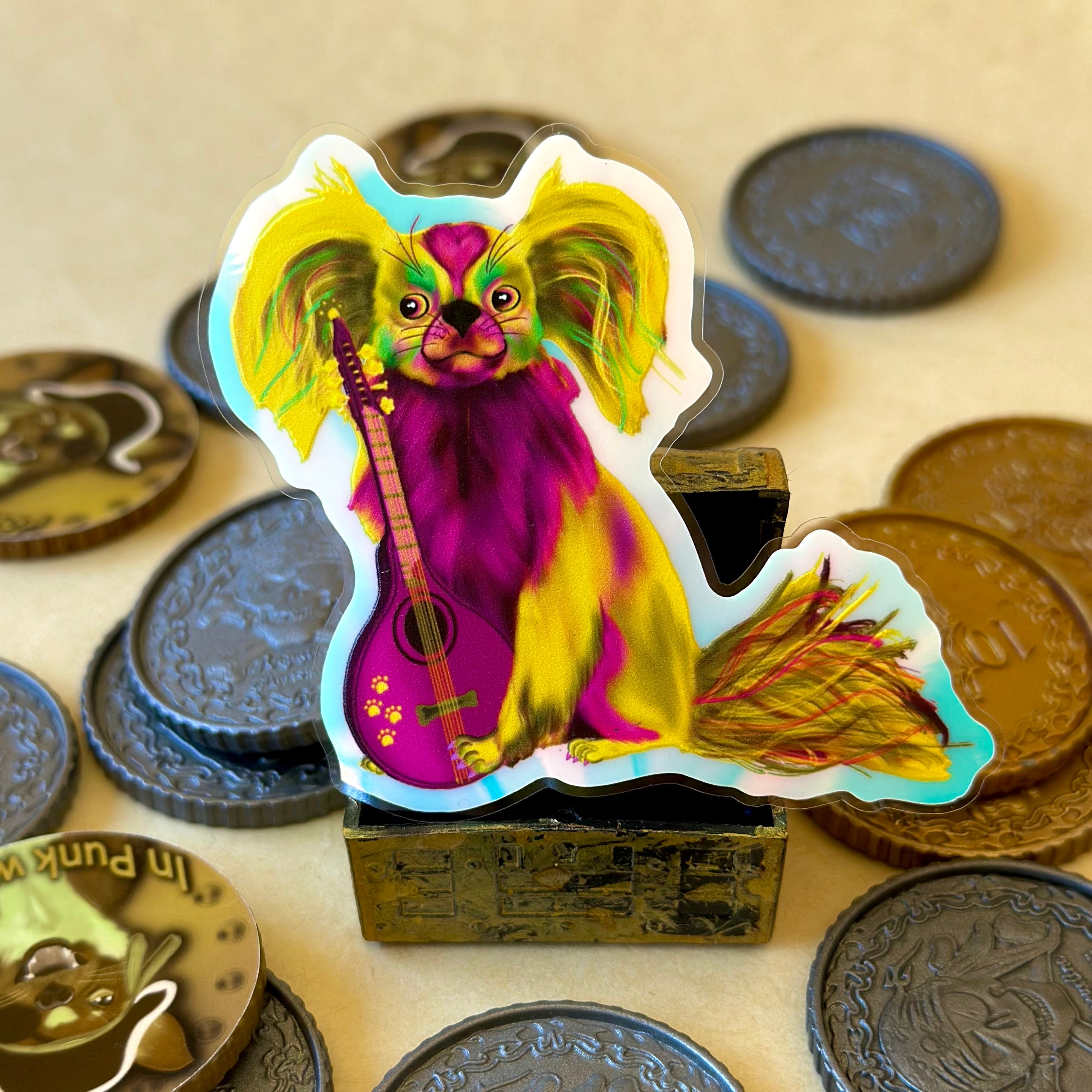 Rocky the Bard Glow in the Dark Sticker - Tales of the Twilight Tailes Fantasy Chihuahua's