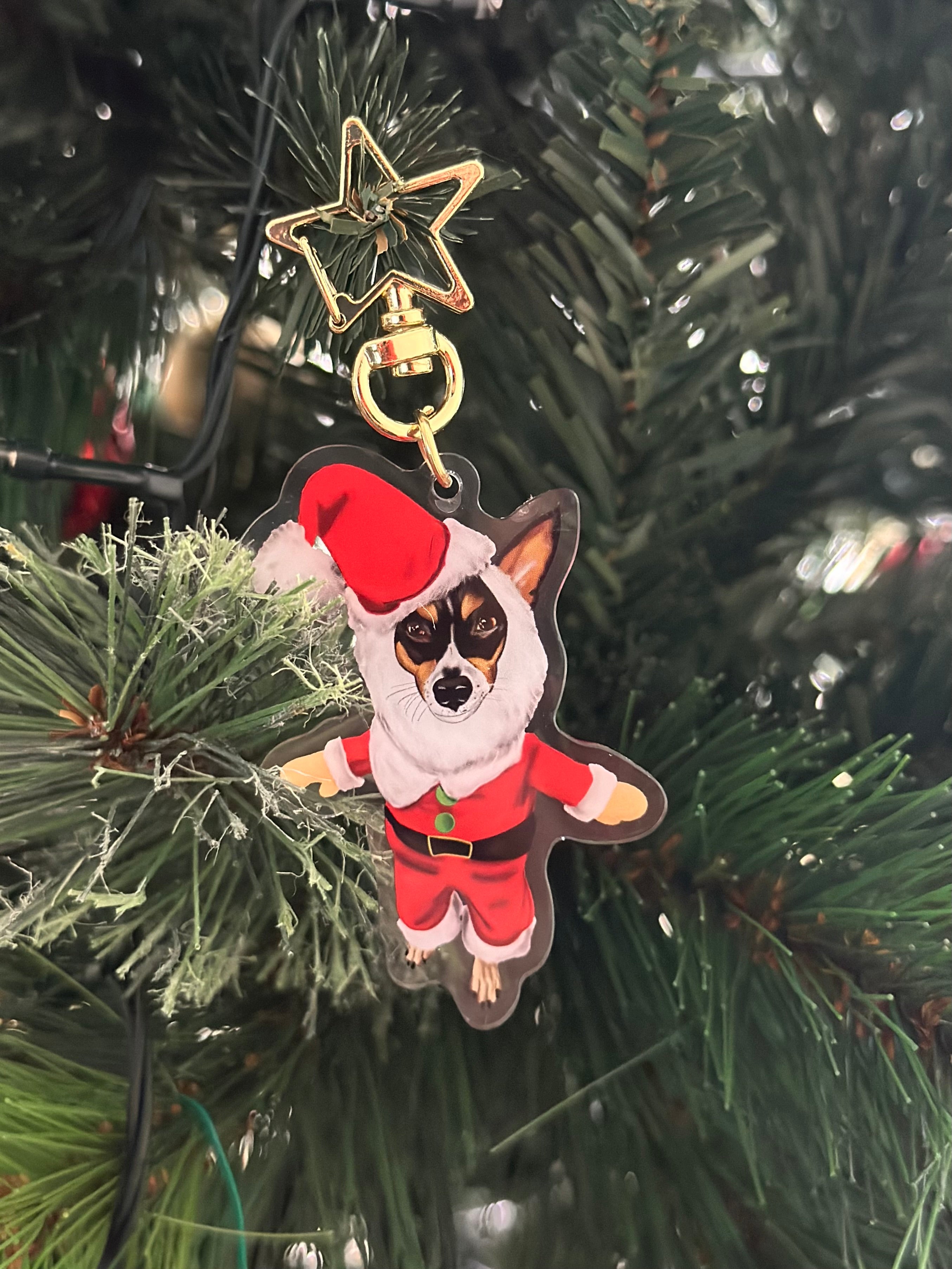 Jack Russell Santa Paws Christmas Acrylic Keychain