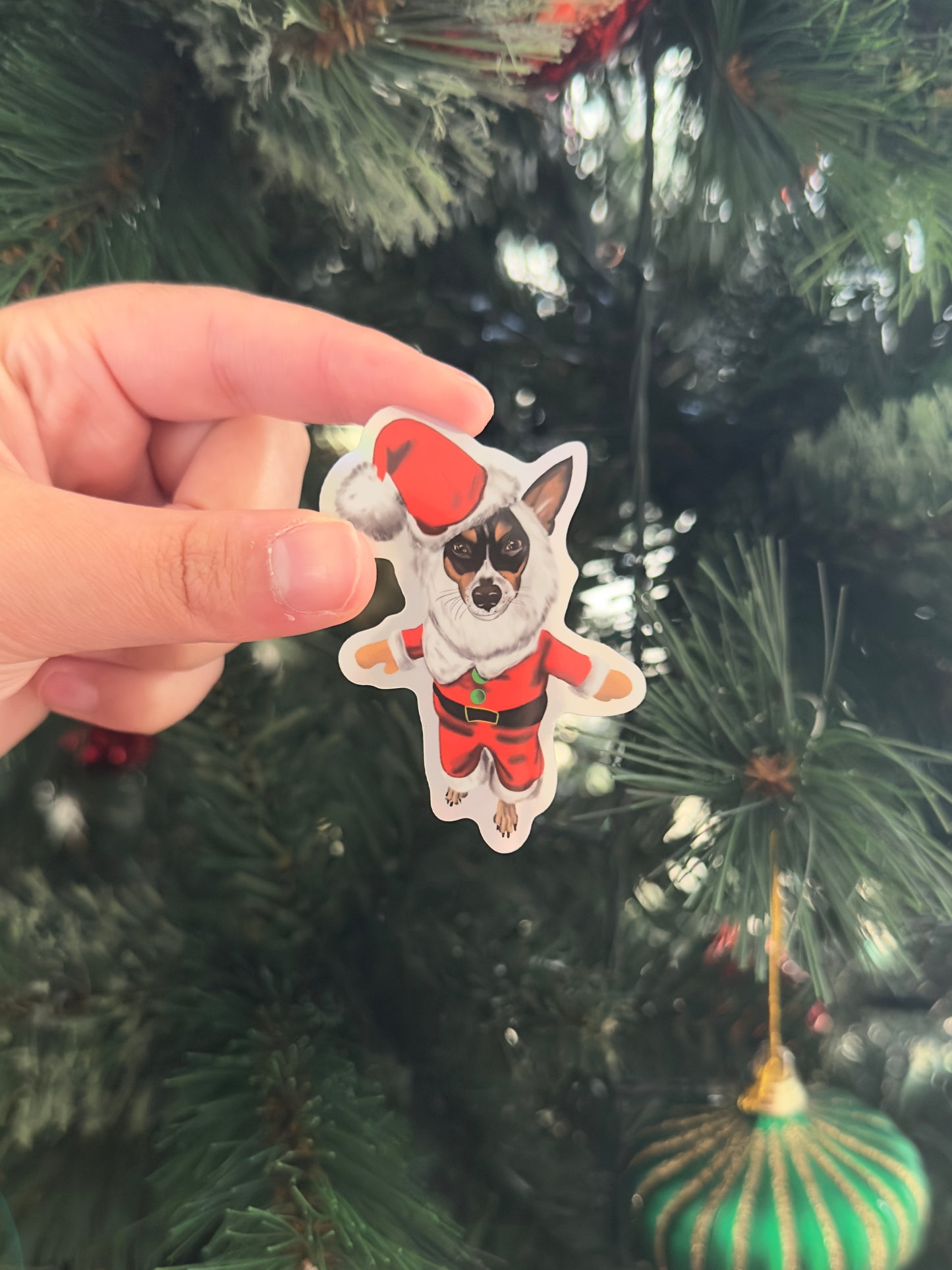 Jack Russell Christmas Holographic Sticker