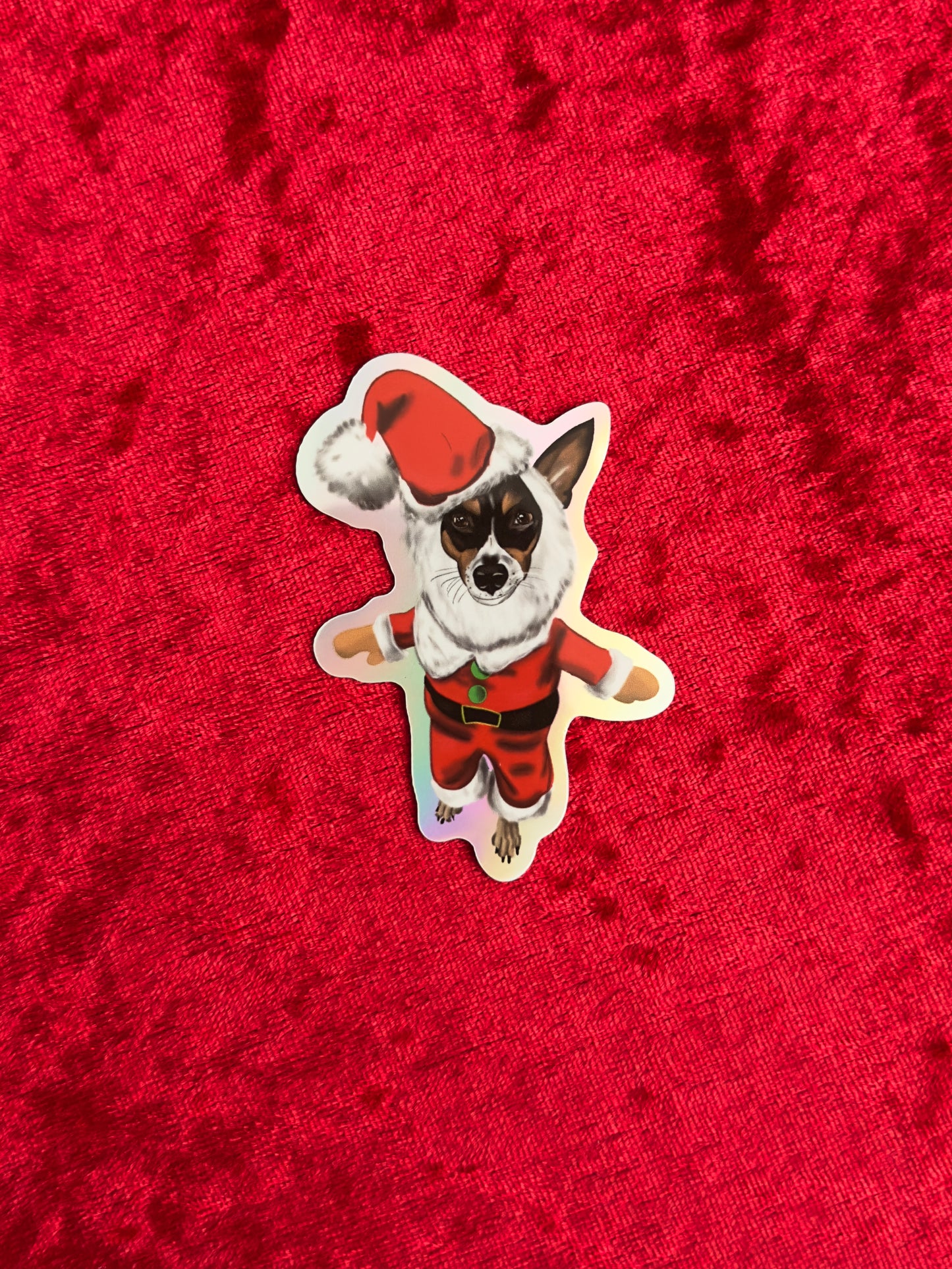 Jack Russell Christmas Holographic Sticker