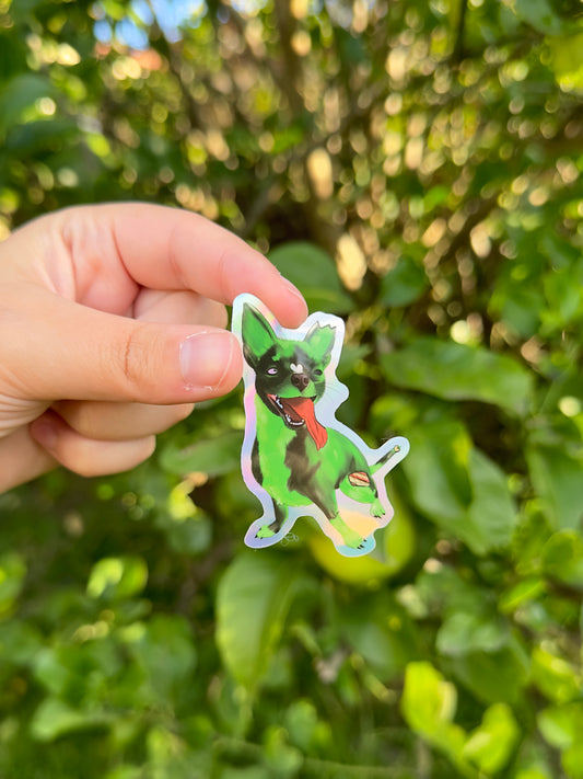 Zombie Chihuahua Holographic Sticker