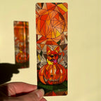 Pumpkin Punk Stained Glass Inspired Transparent Bookmark