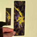 Luna The Cosmic Chaotic Cat  Stained Glass Inspired Transparent Bookmark