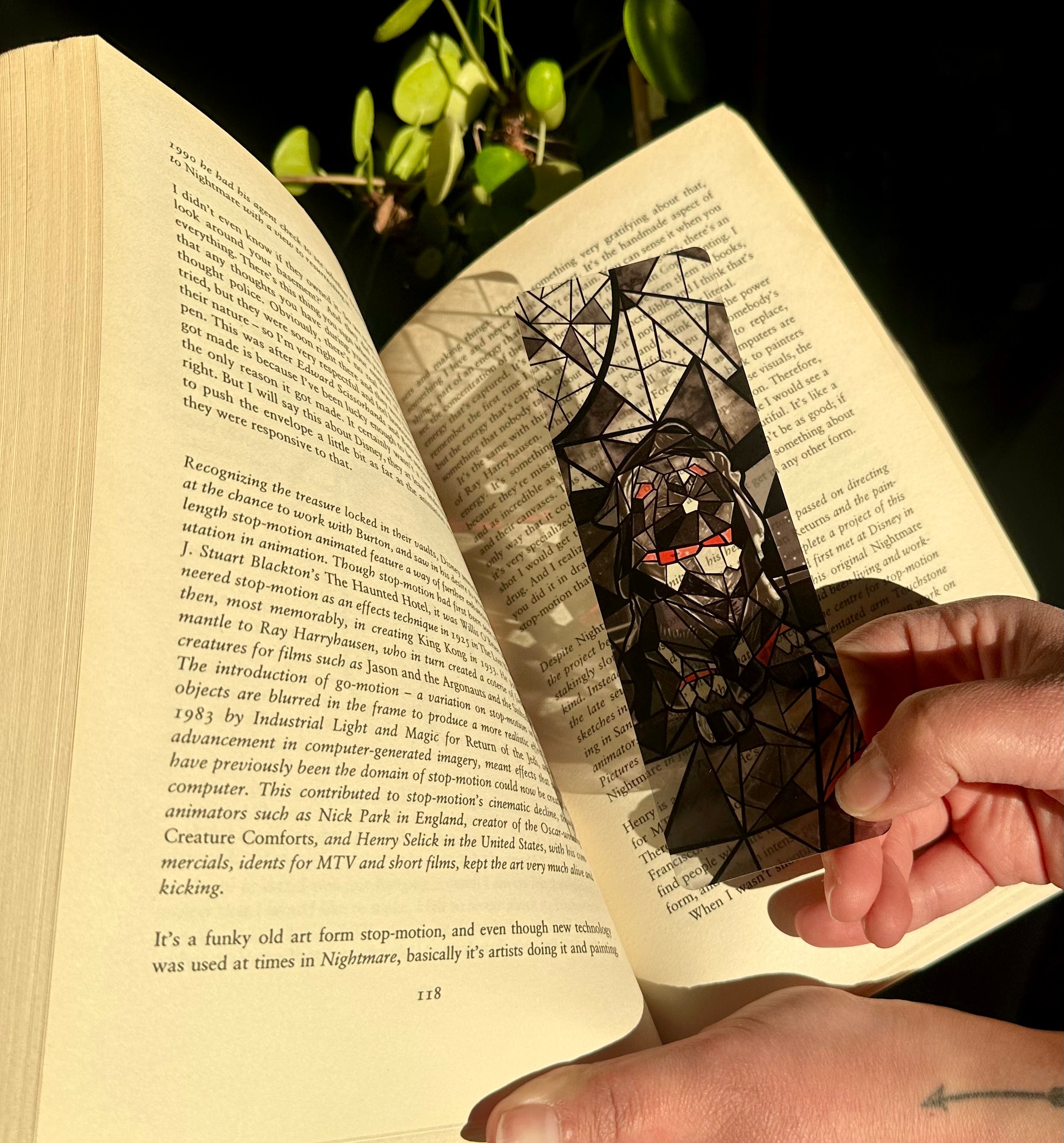 Thomas the Gothic Bulldog Stained Glass Inspired Transparent Bookmark