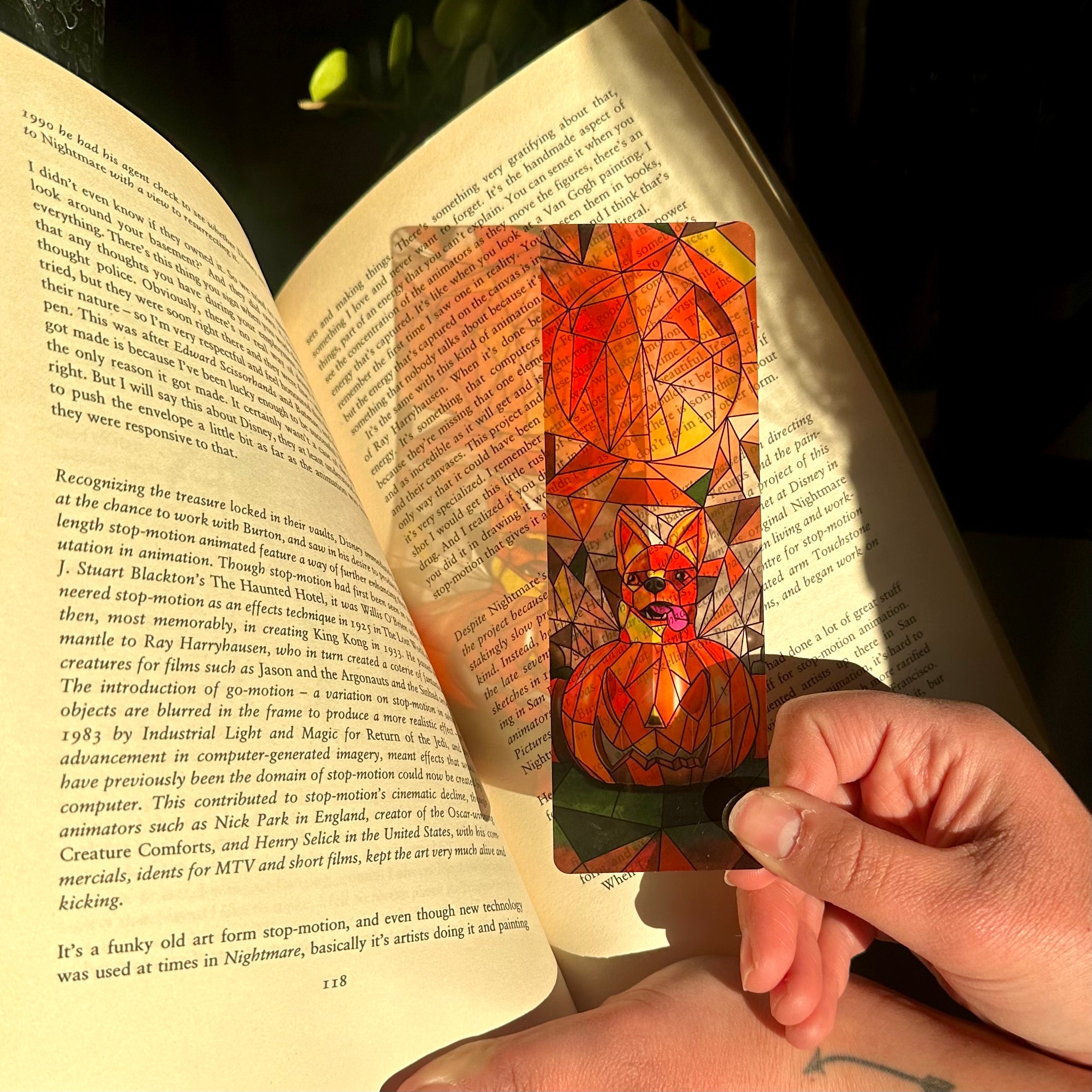 Pumpkin Punk Stained Glass Inspired Transparent Bookmark