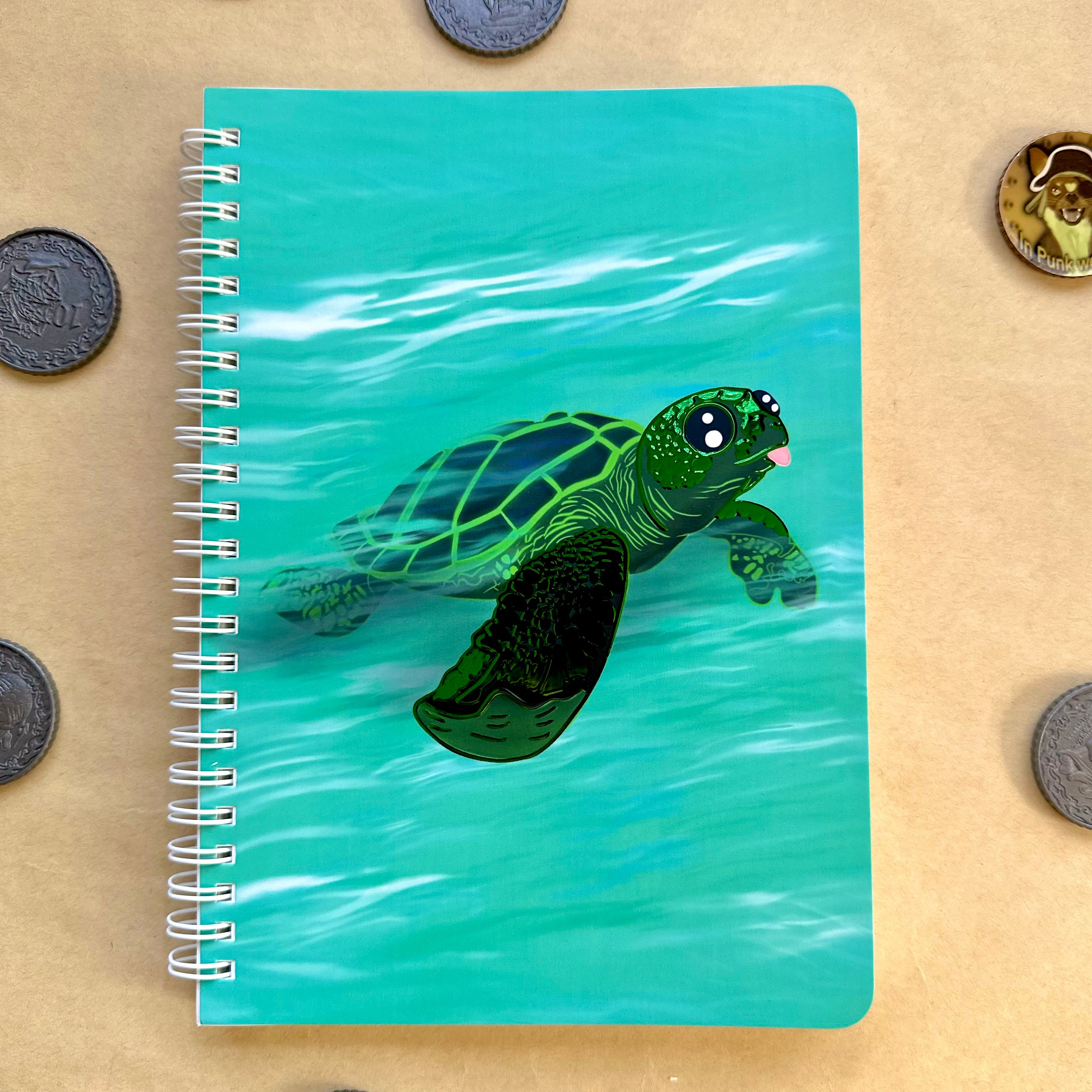 Taco the Turtle Green Foil A5 Spiral Notebook