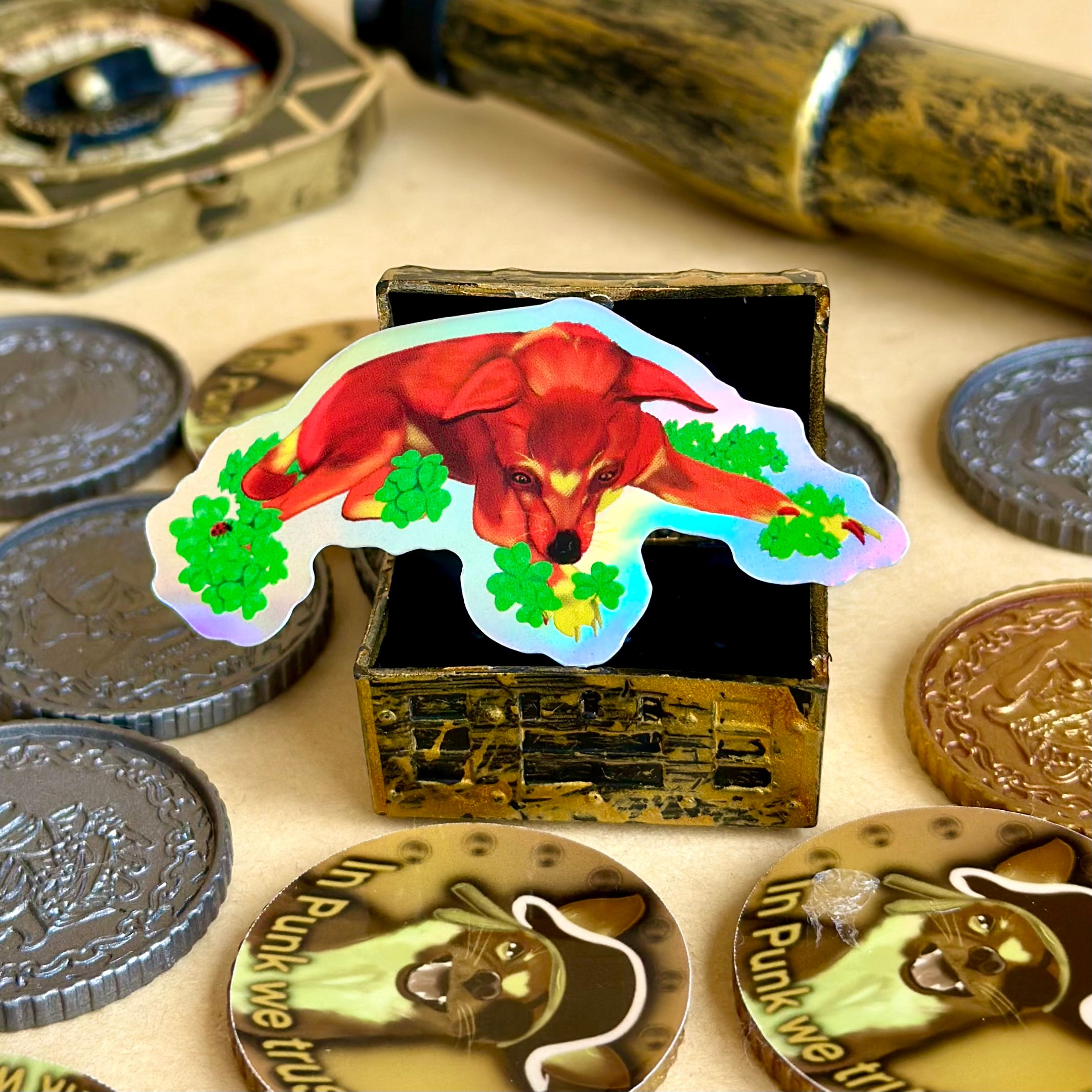 Punk looking for Clovers Holographic Sticker