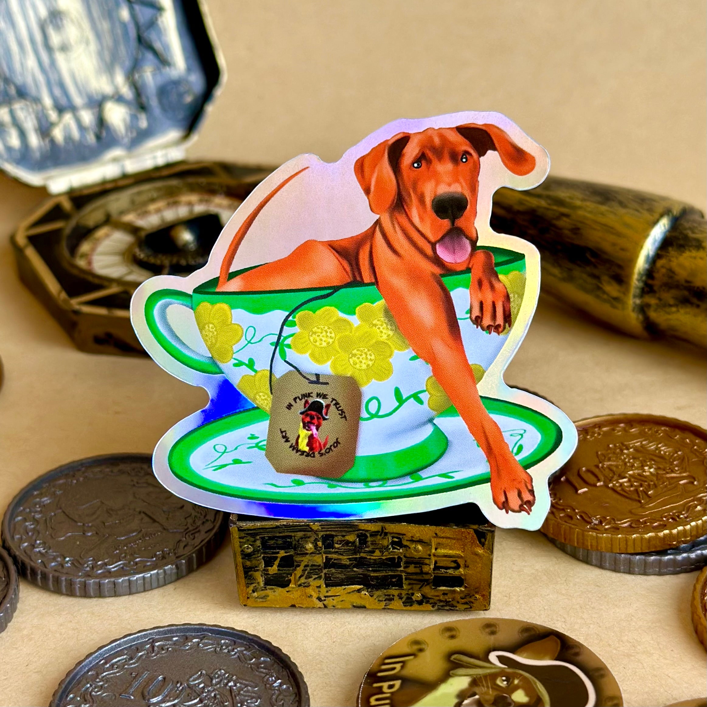 Bean the Teacup Great Dane Holographic Sticker