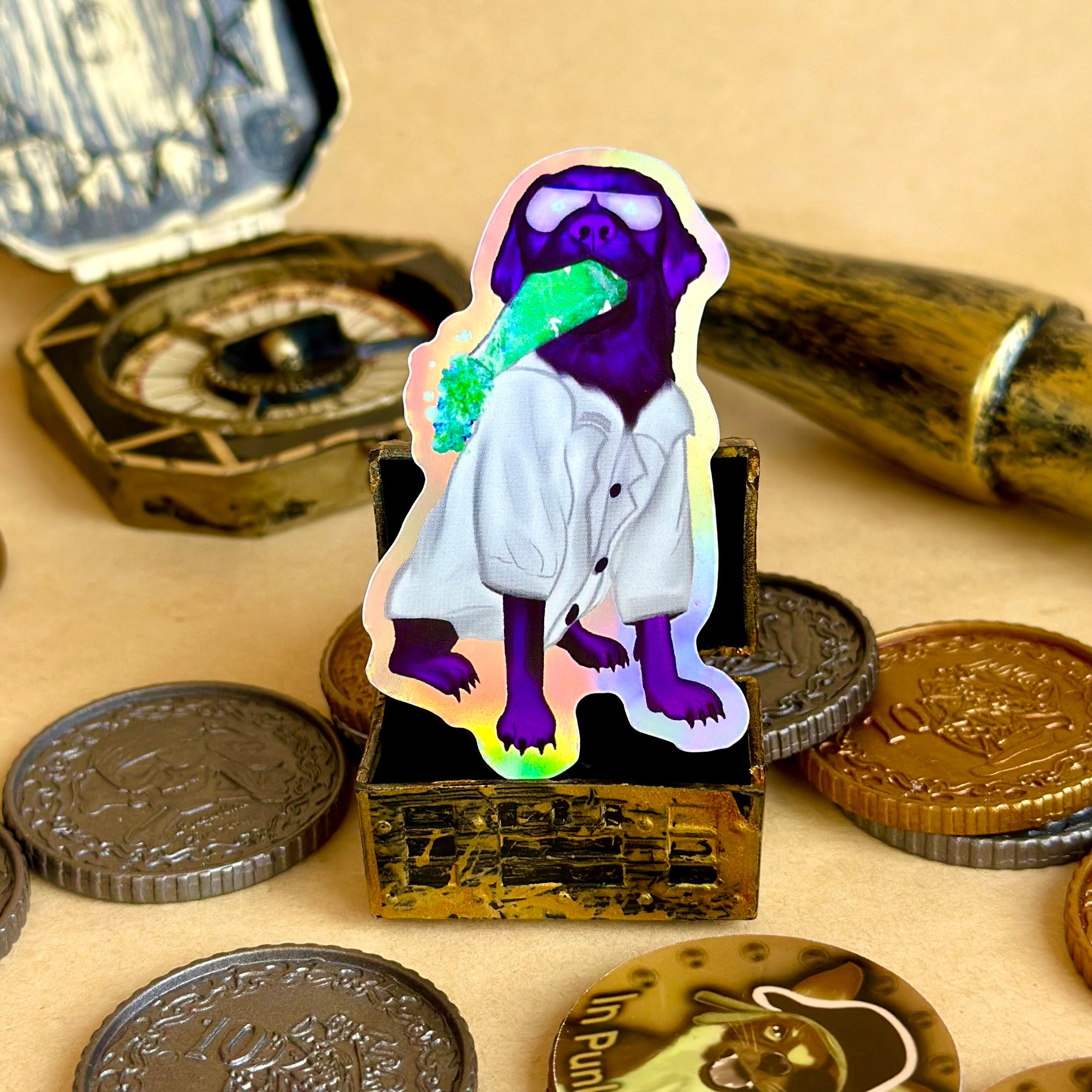 Salvador the Labrador Holographic Sticker