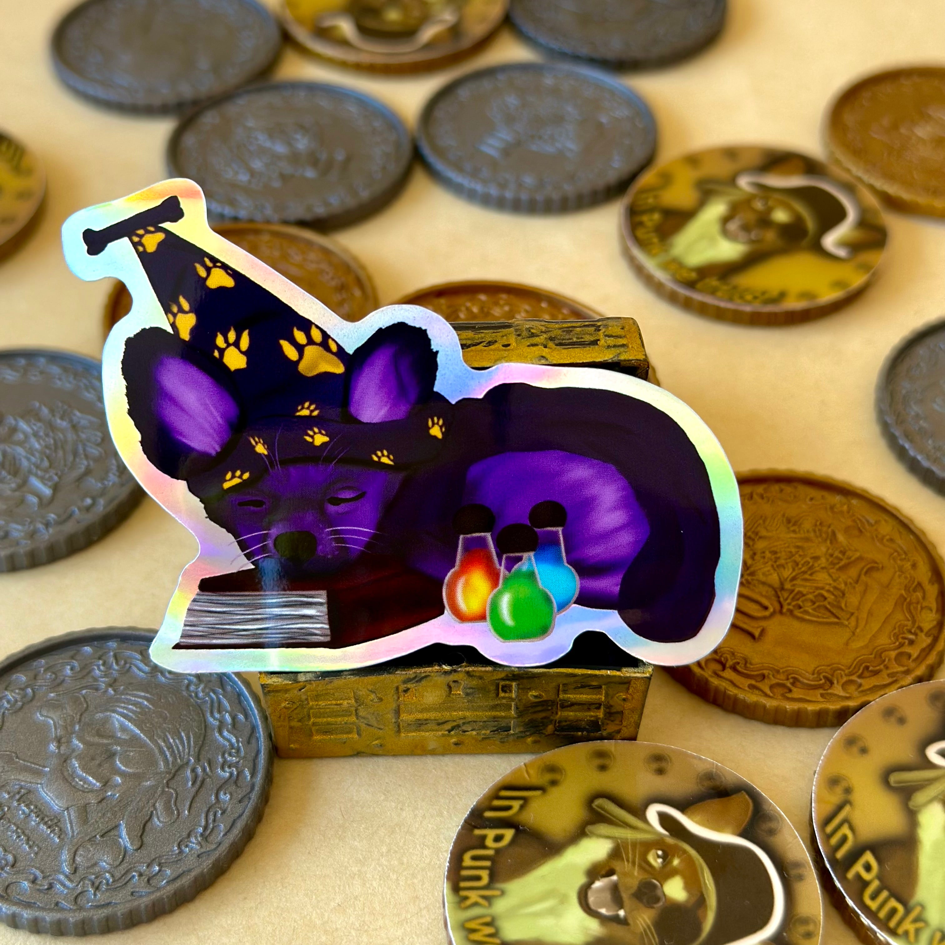 Gale the Wizard Holographic Sticker  - Tales of the Twilight Tailes Fantasy Chihuahua's