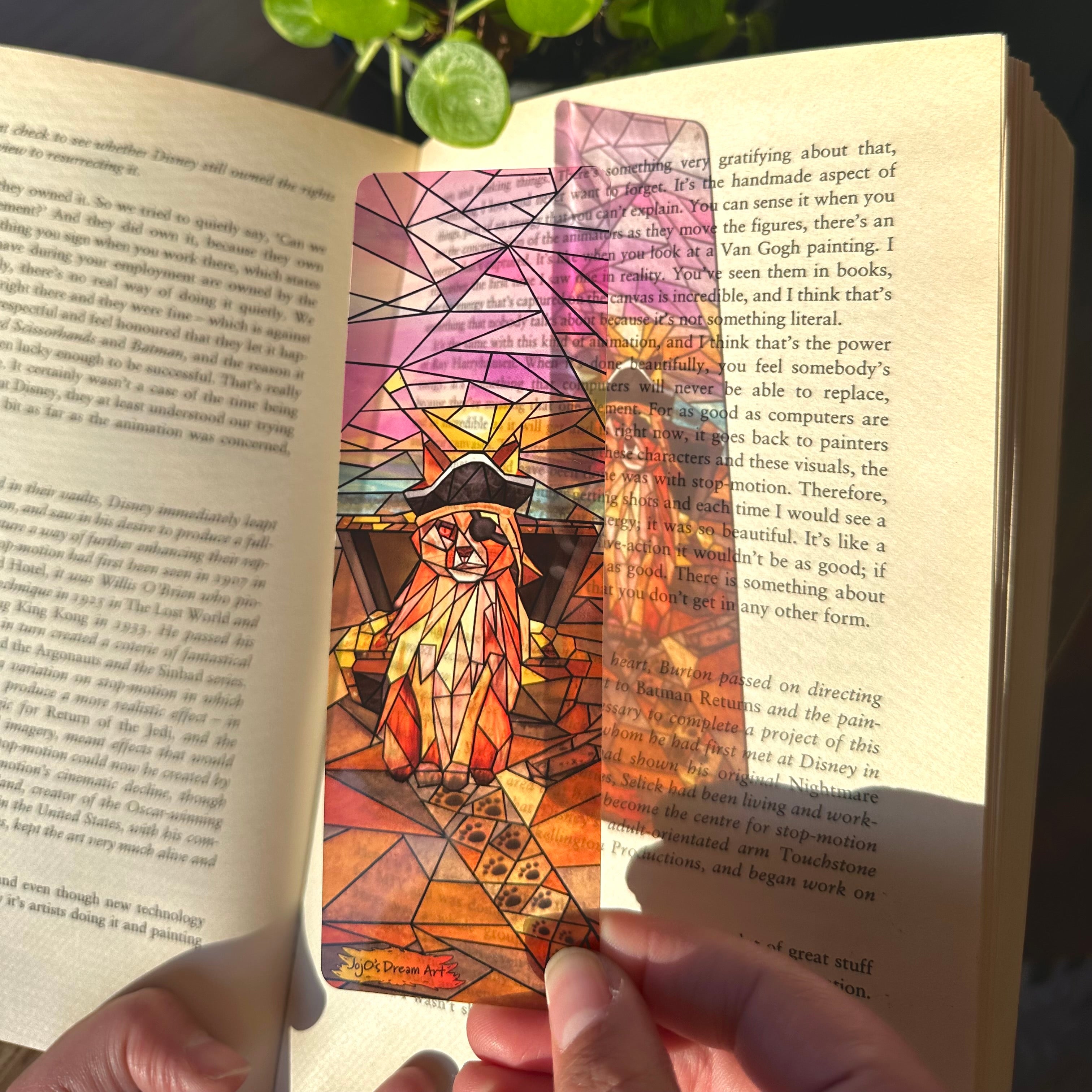 Captain Purrl the Pirate Cat Stained Glass Inspired Transparent Bookmark
