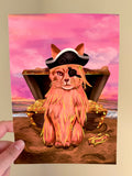 Captain Purrl the Pirate Cat A5 Gold Foil Art Print!