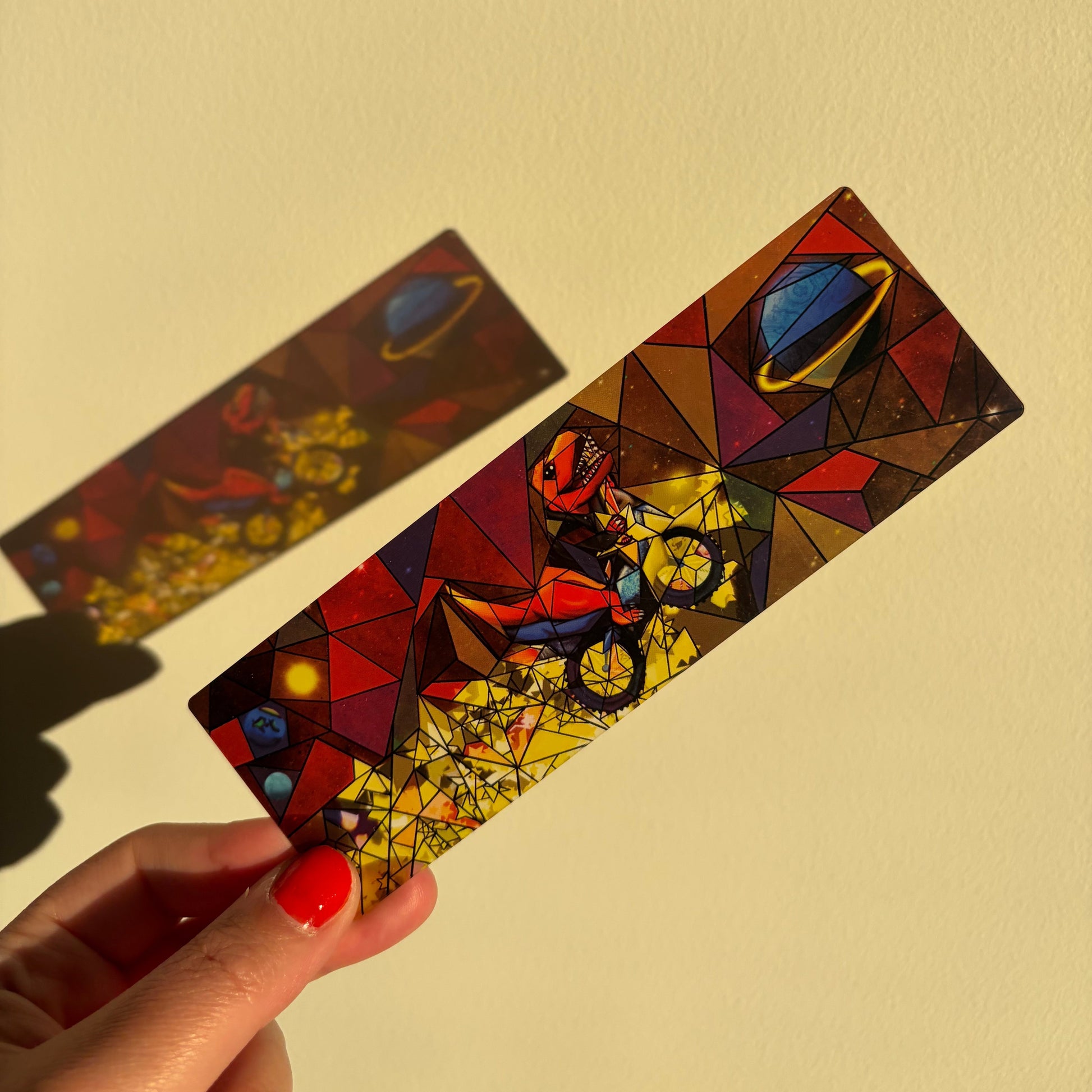 Rex the Dinostar Stained Glass Inspired Transparent Bookmark