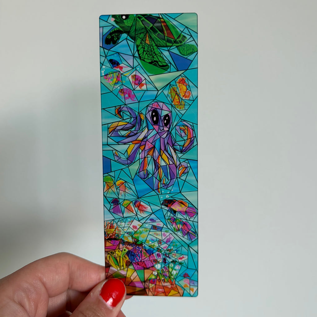 Colourful Ocean Scene Stained Glass Inspired Transparent Bookmark