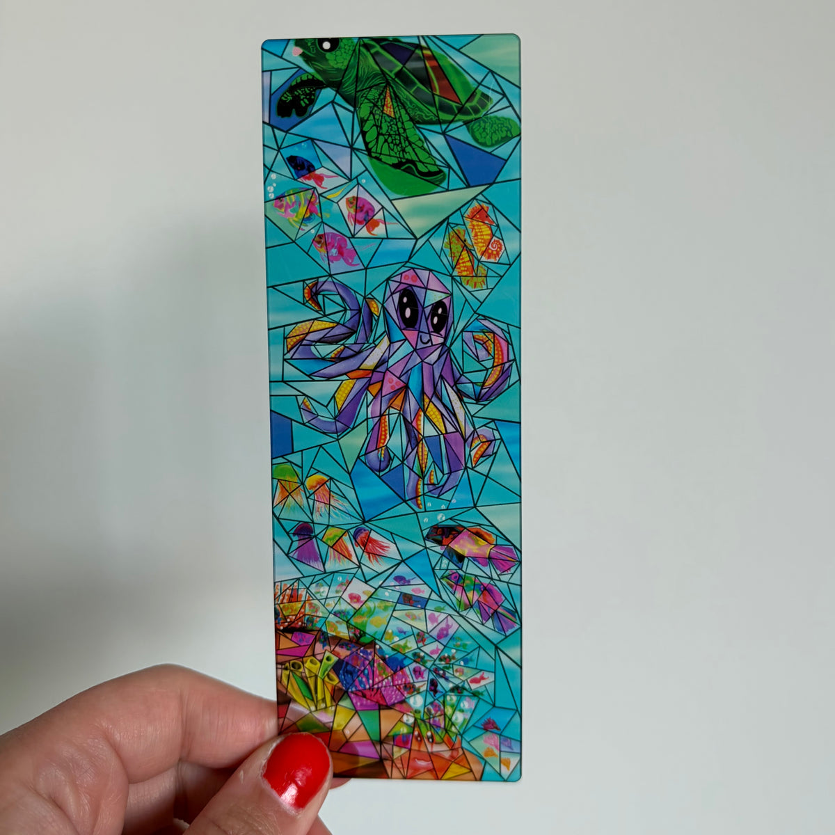 Colourful Ocean Scene Stained Glass Inspired Transparent Bookmark