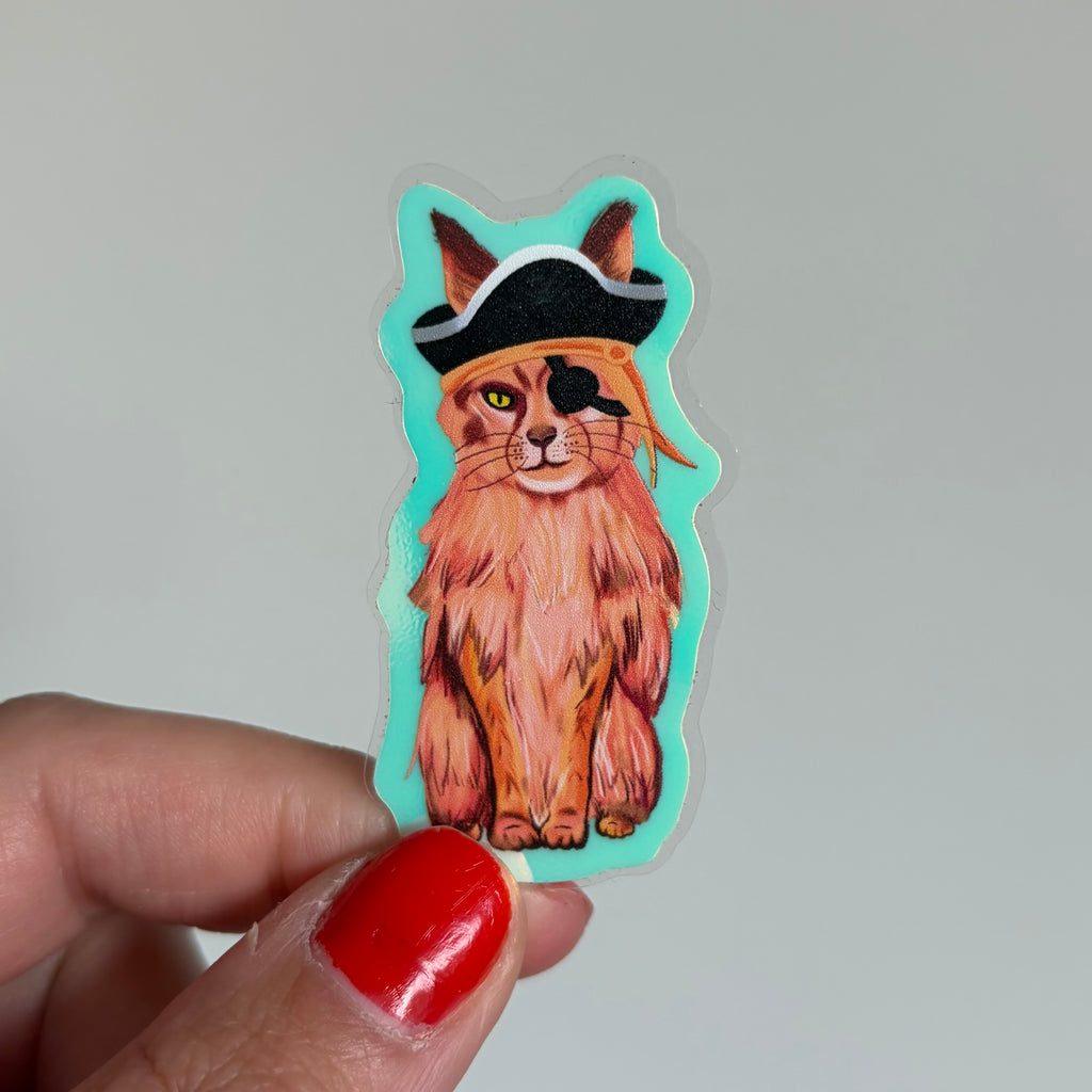 Captain Purrl the Pirate Cat Glow in the Dark Sticker