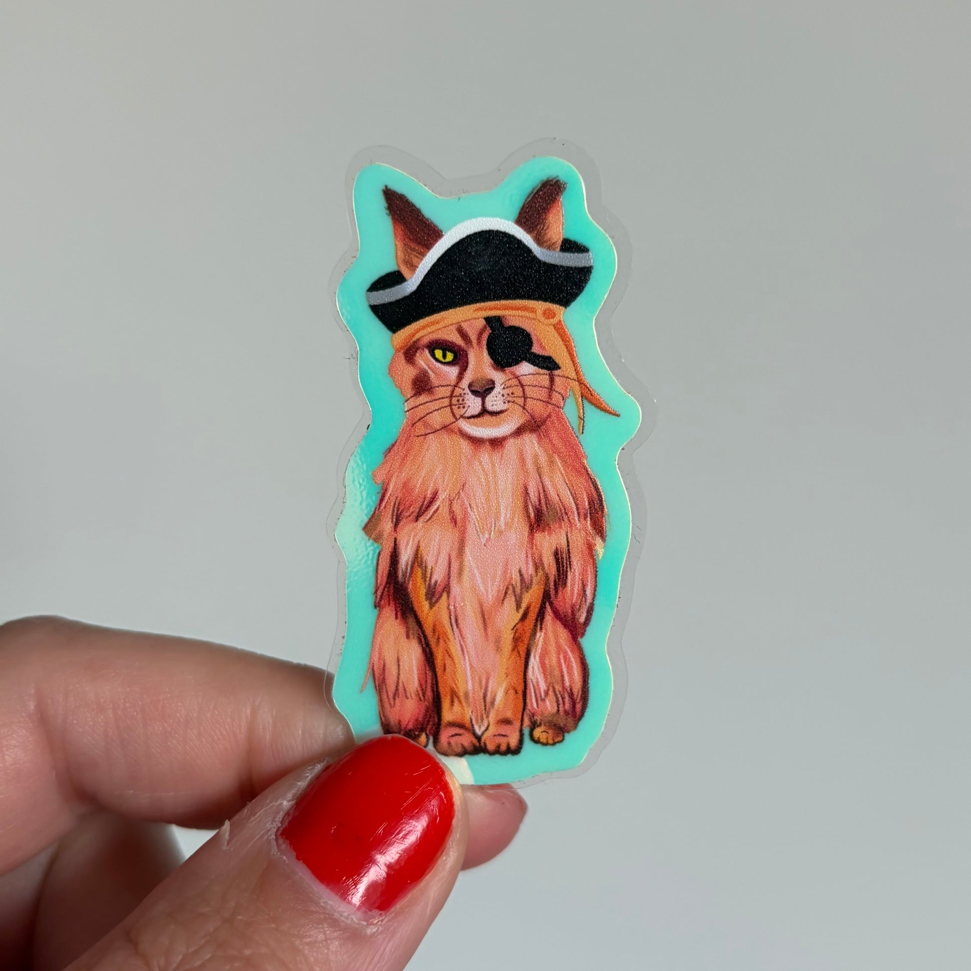 Captain Purrl the Pirate Cat Glow in the Dark Sticker