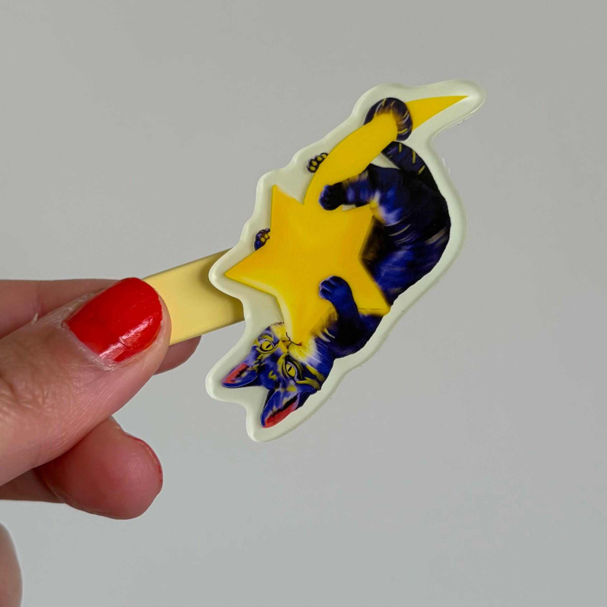 Luna the Chaotic Cosmic Cat Glow in the Dark Hair Clip