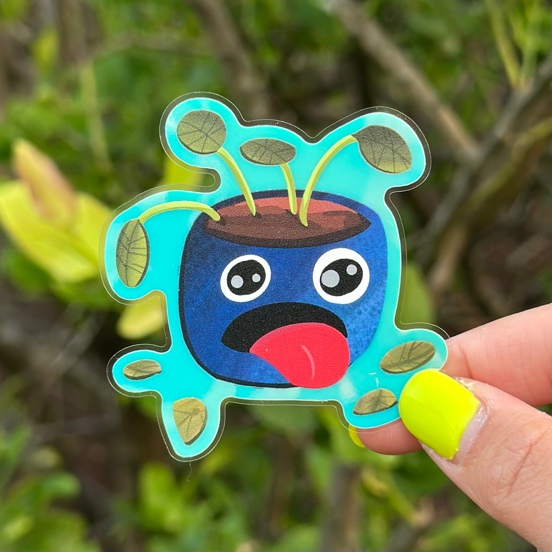 Thirsty Pot Plant Glow in the Dark Sticker