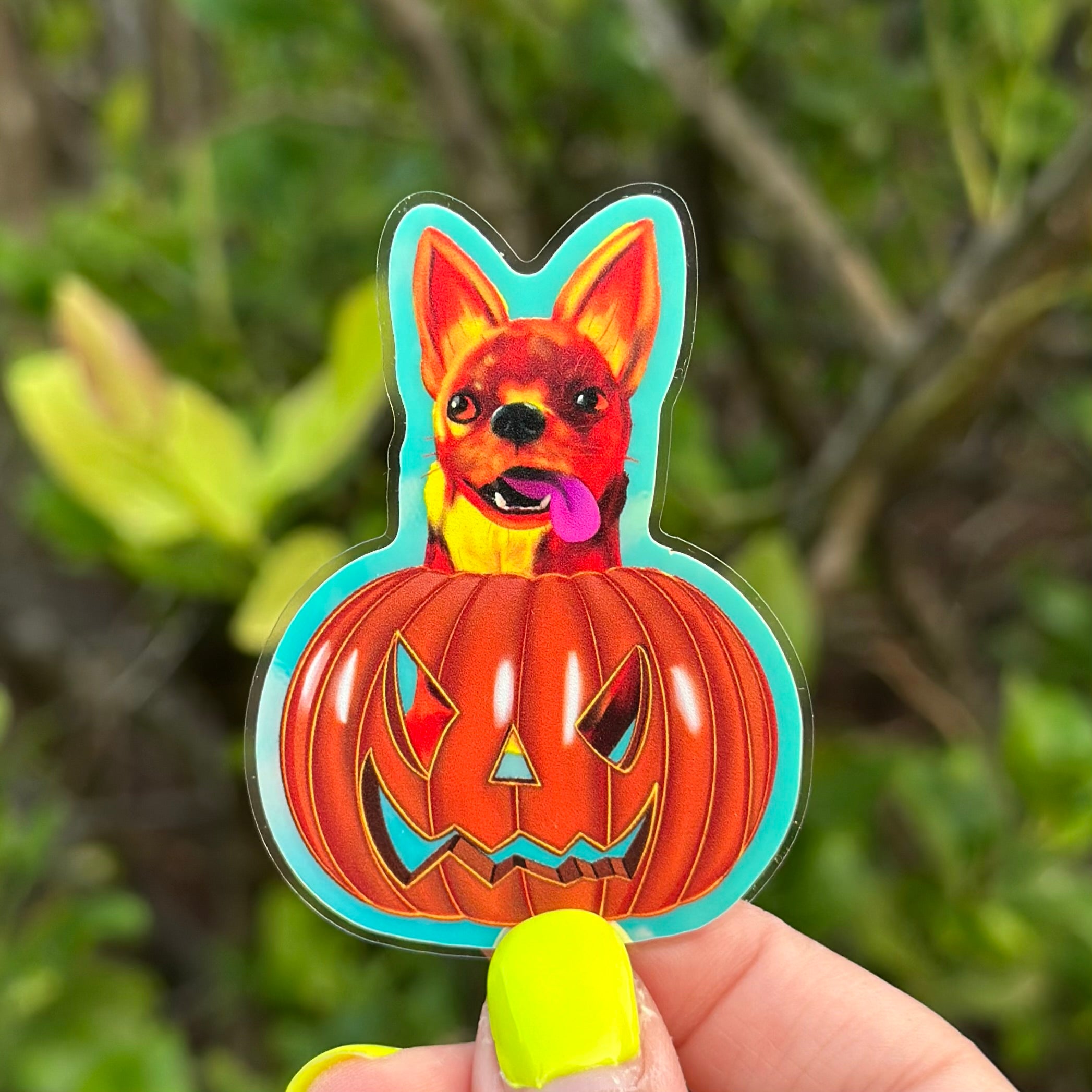 Pumpkin Punk the Chihuahua Glow in the Dark Sticker