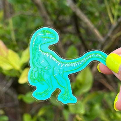 Velociraptor Dinosaur Glow in the Dark Sticker