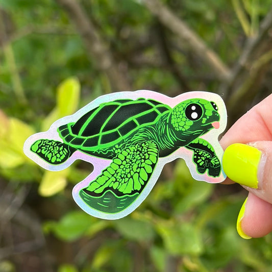 Taco the Sea Turtle Holographic Sticker